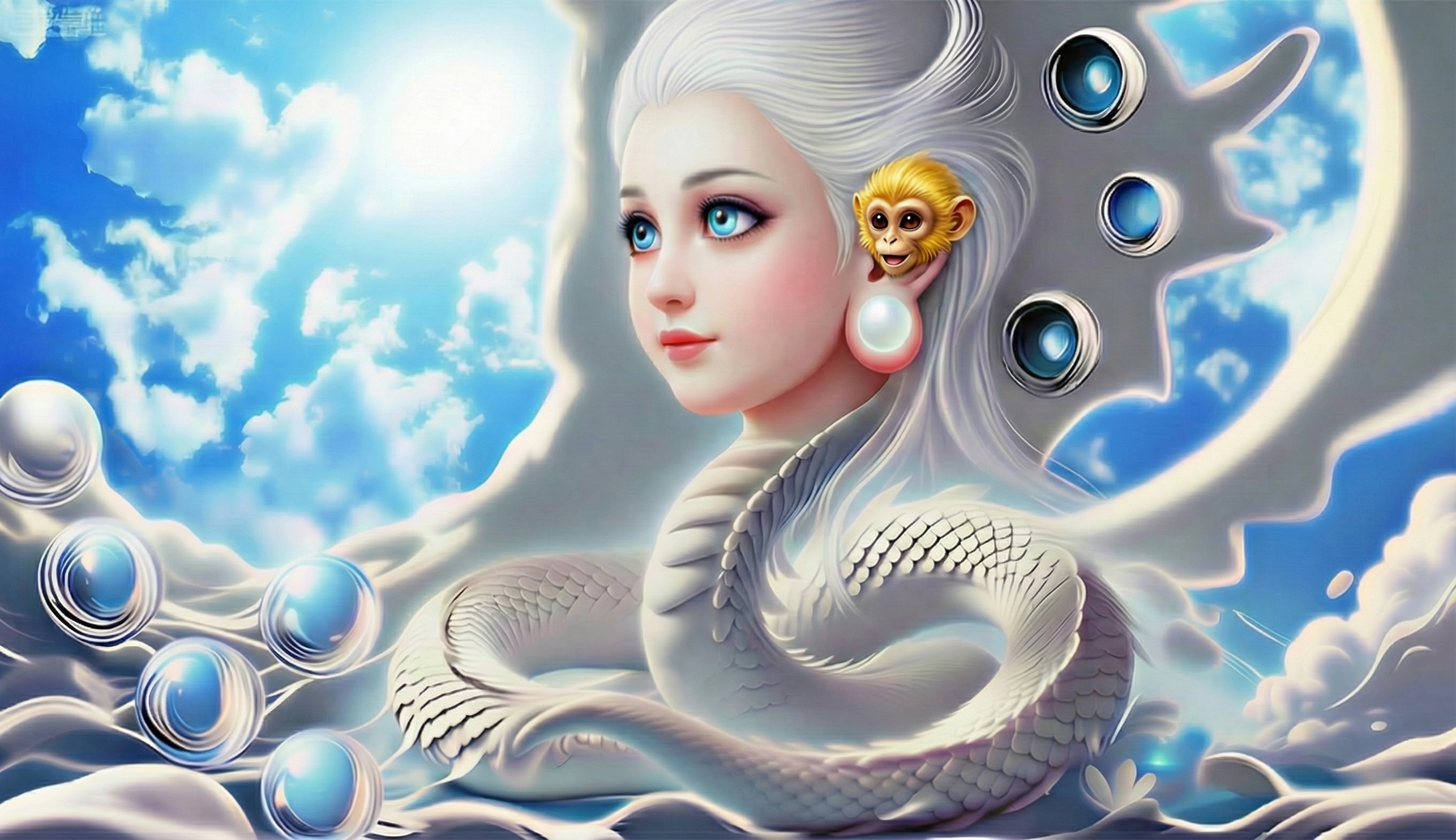 将图片中的金丝猴的眼睛颜色改为‌深褐色的 - 图片创意预览