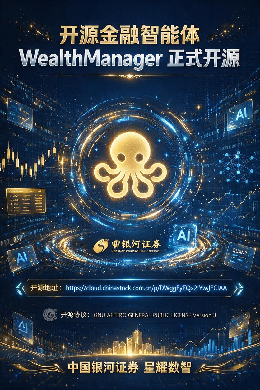 竖版科技金融宣传海报，科技感深蓝色背景，顶部醒目标题"开源金融… - 图片创意预览