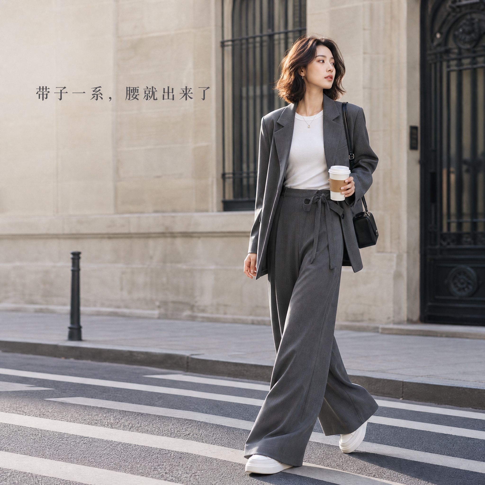 淘宝1:1主图，高级通勤感街拍，杂志级时尚摄影质感。画面主体为… - 图片创意预览