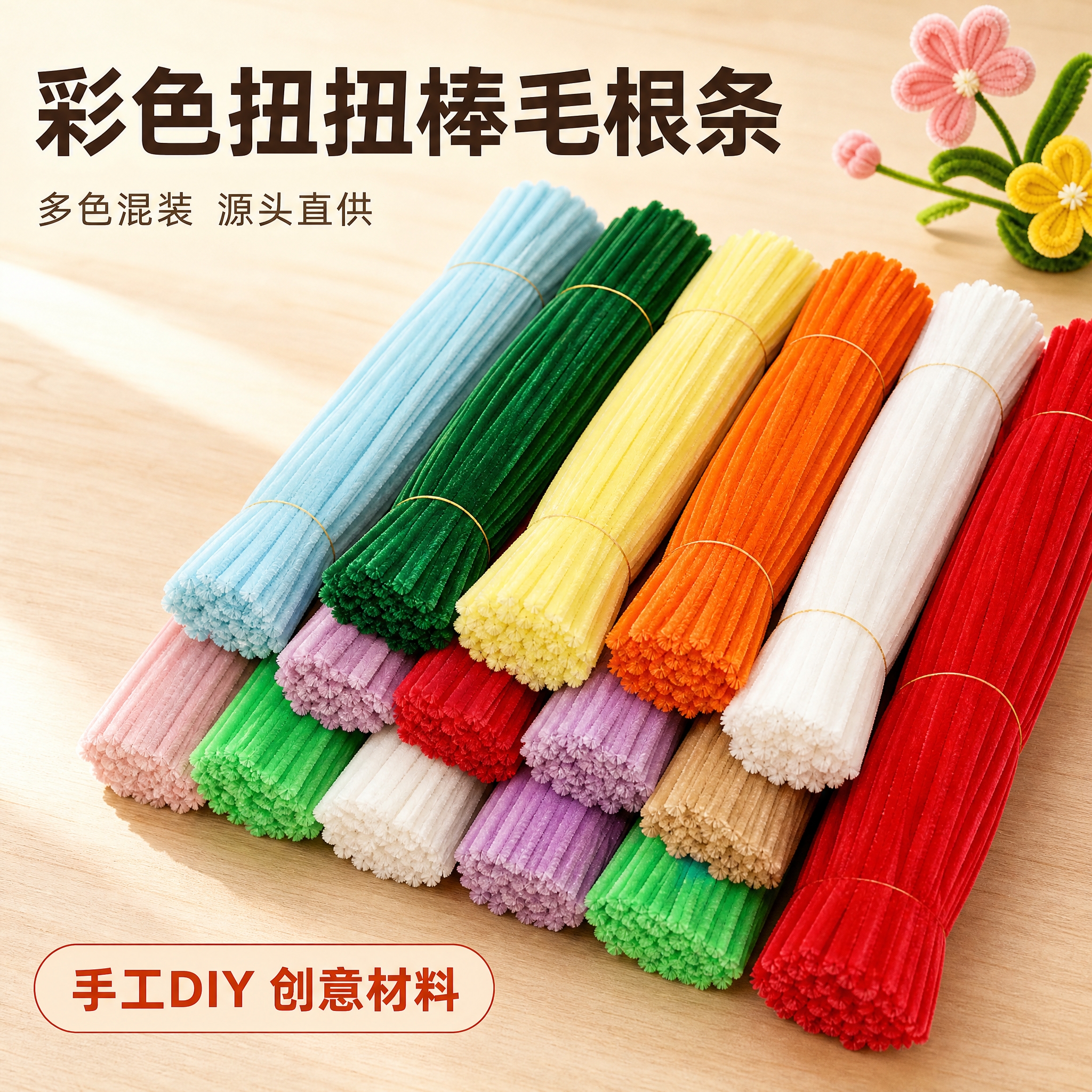 [主图-1] 商品名称：彩色扭扭棒毛根条。主题与唯一任务：16… - 图片创意预览