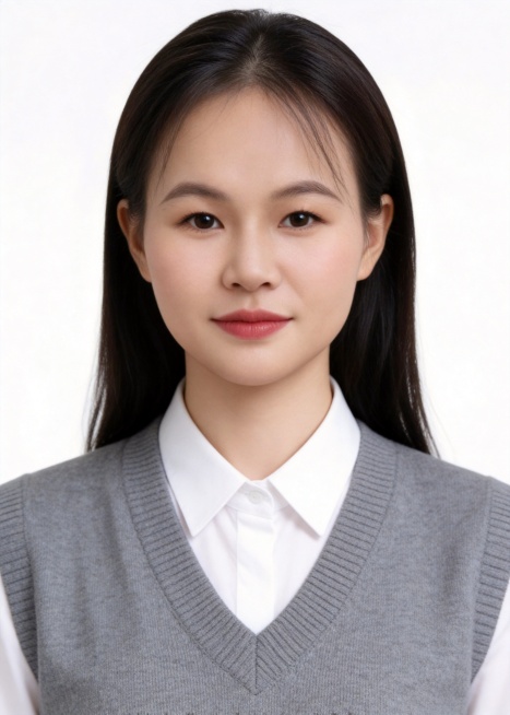 保留第一张图中人物发型､脸型､年龄特征生成标准样式纯正面证件照;人物主体严格居中,头部大小与位置严格对齐第二张图,双肩水平平衡,面部中轴线对齐画面中心,正视前方;标准证件照构图,人物绝对居中;头顶上方预览效果