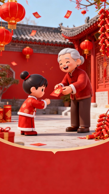 参考图片中的风格样式，制作从除夕到初七，共8张中国春节年俗海报（参考图的那张也要重新制作一张），海报中不需要民俗的具体文字，后期我会自己添加；场景根据年俗的不同而变化、每张海报的具体生成的民俗内容为：预览效果