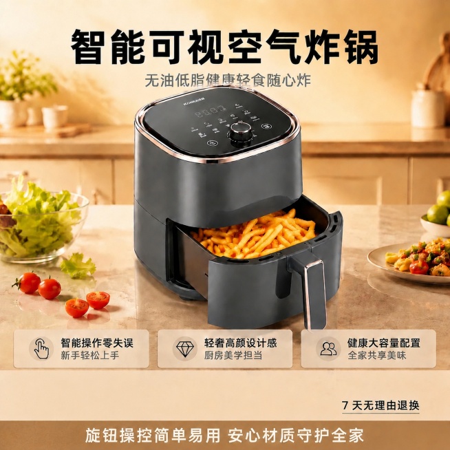 删除图片左下角的红色“限时特惠价 ¥199”价格信息，保留“限时特惠价”左侧区域和背景颜色一致，删除后让背景自然过渡，保持和整体暖米色背景统一，不要留下痕迹。保留其他所有内容不变：产品、薯条、所有文案预览效果