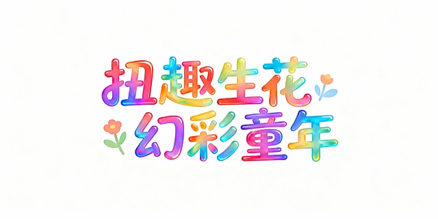 扭趣生花 幻彩童年 效果字 要有点活泼的感觉字可以错开