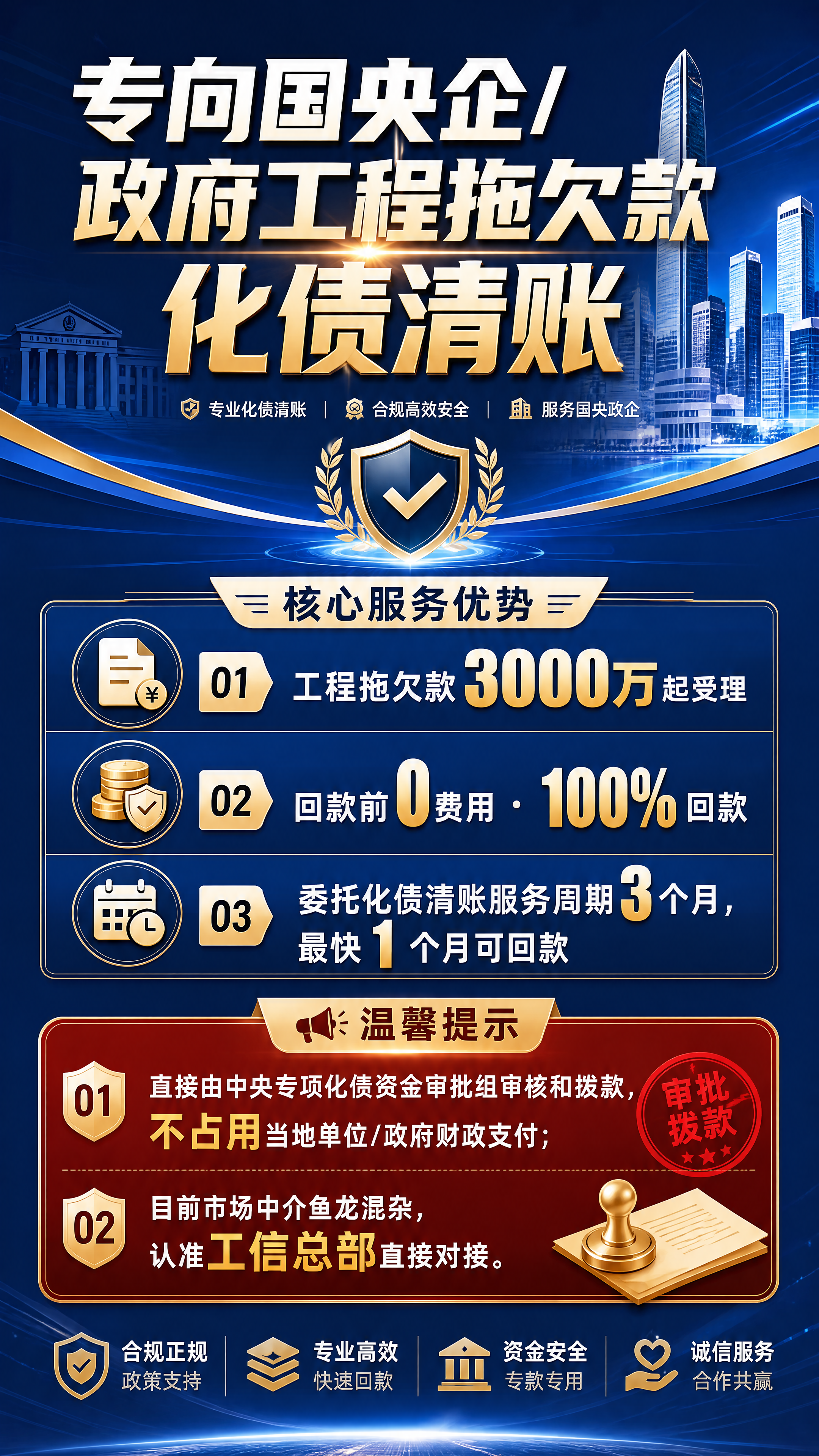 设计一张国央企政府工程拖欠款化债清账业务宣传海报，主标题用大字… - 图片创意预览