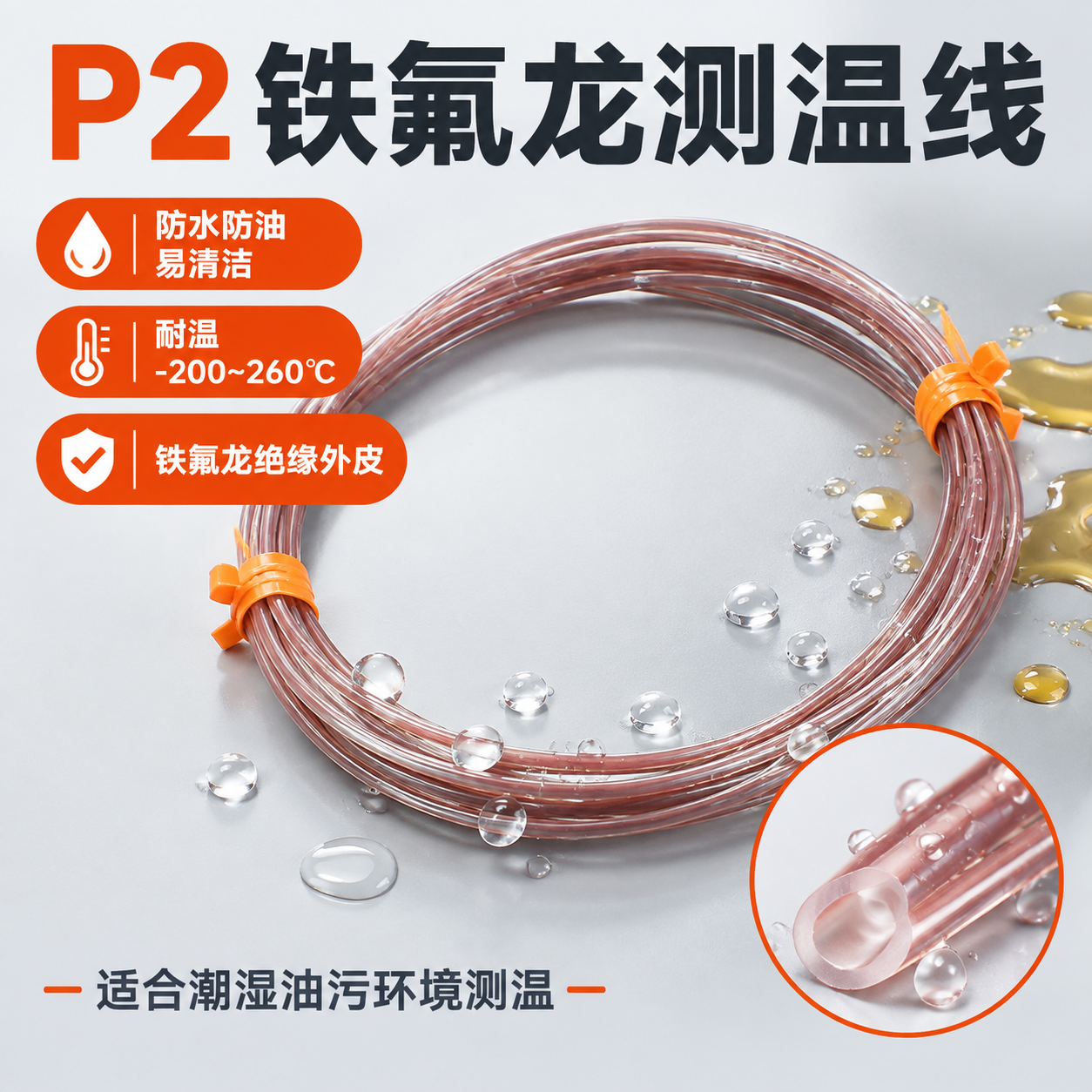 [主图-4] 铁氟龙线（P2）防水防油优势展示图。 [统一基调… - 图片创意预览