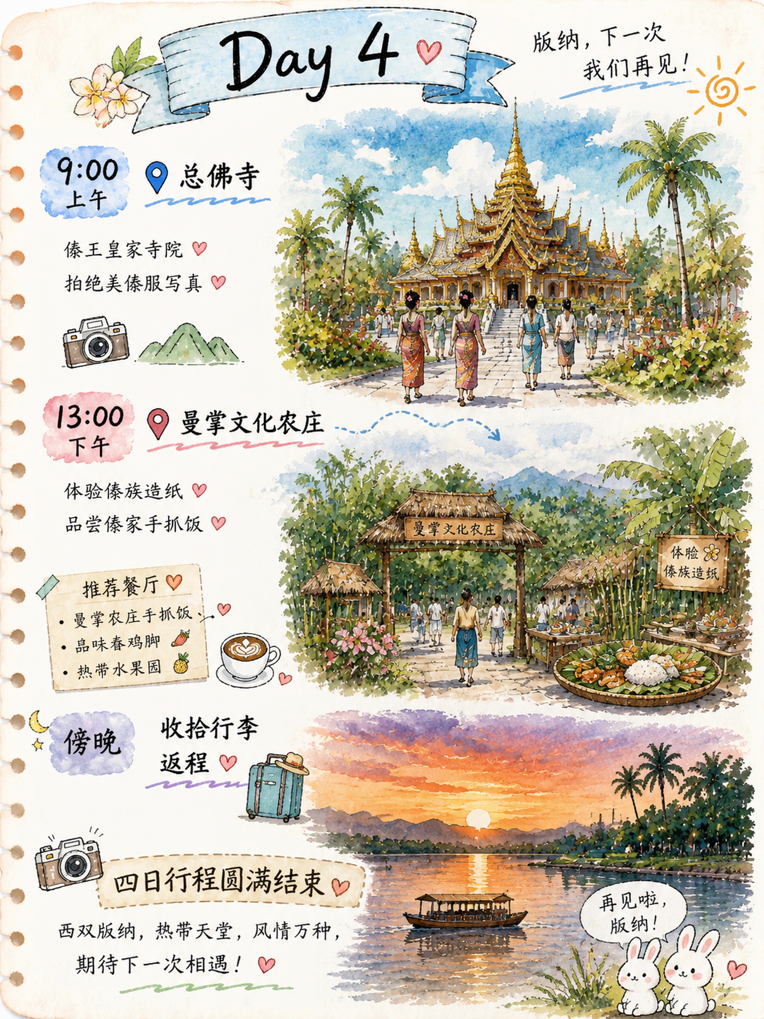 水彩手绘风旅行手账海报，版式参考https://gdesign… - 图片创意预览