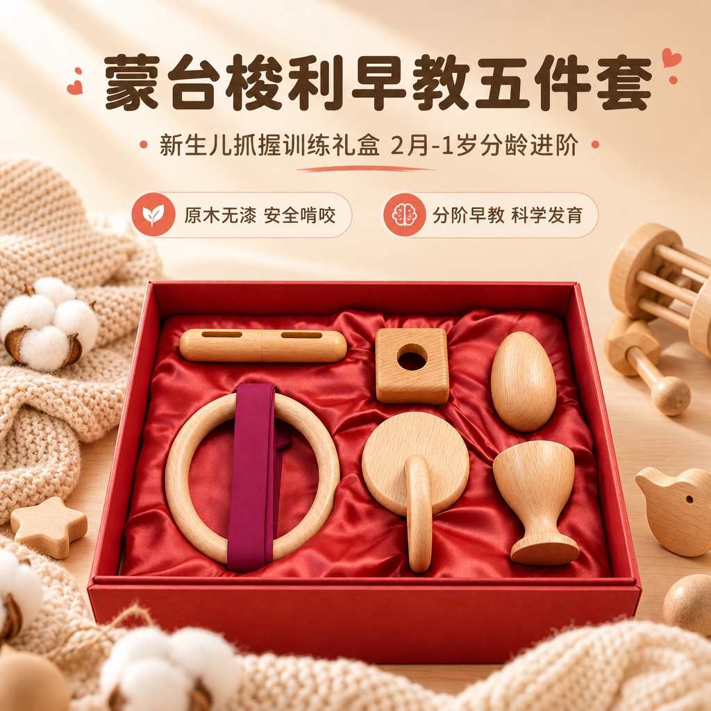 [商品] 使用【图1】新生儿早教抓握五件套红色礼盒装；保留5件… - 图片创意预览