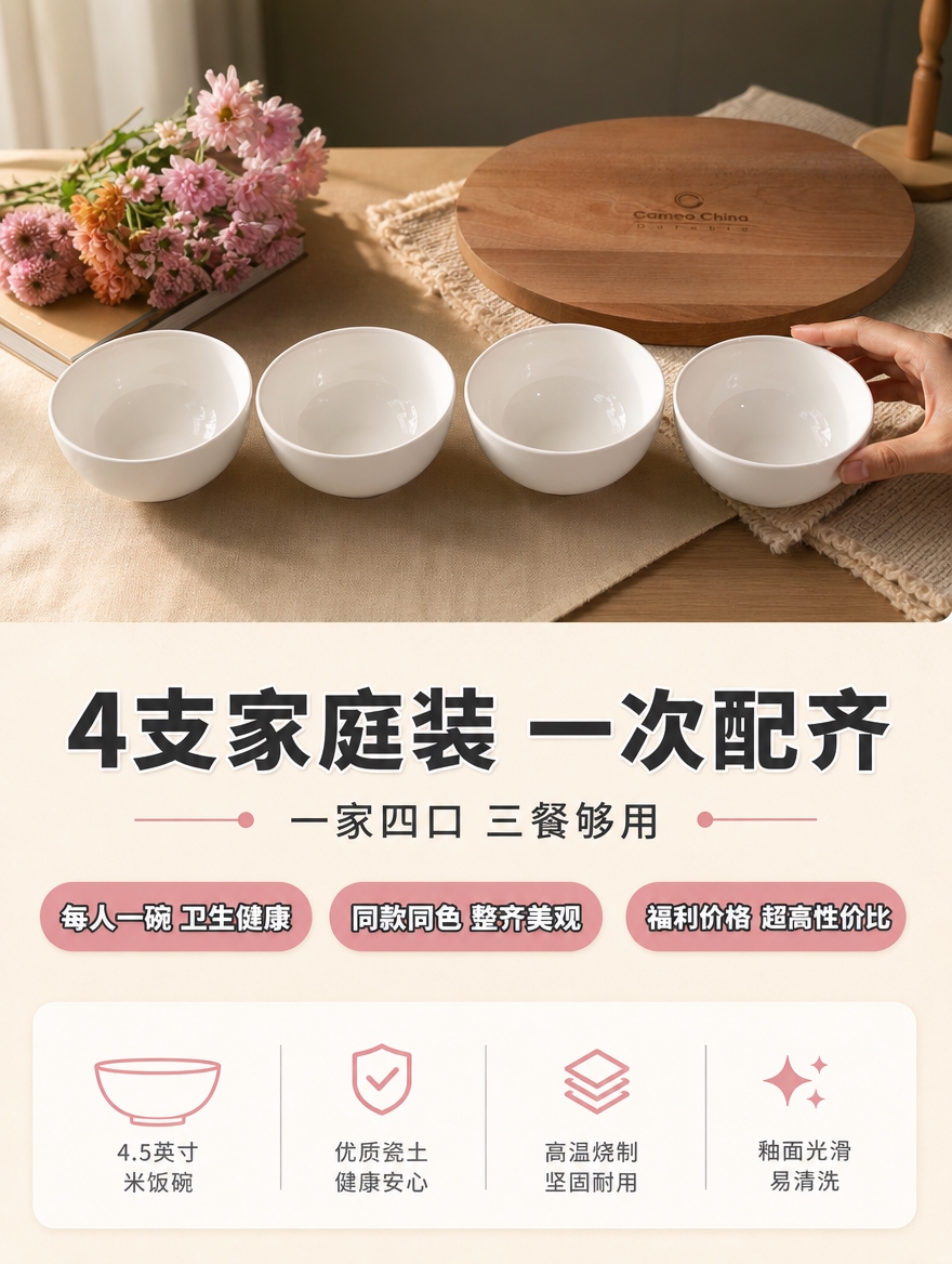 [商品] 使用【图1】【图2】【图3】【图4】白瓷4.5寸米饭… - 图片创意预览