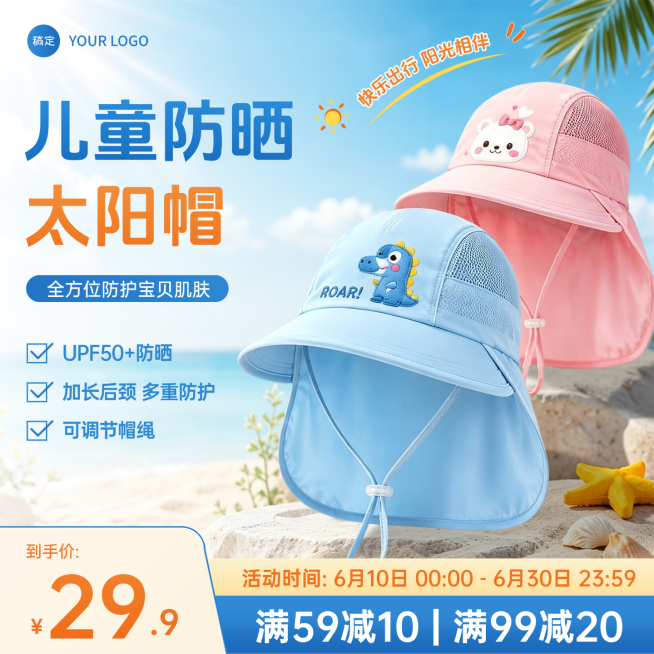 618儿童遮阳帽儿童用品户外用品电商零售商品主图预览效果