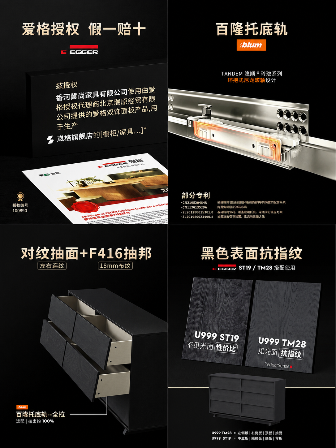 基于第一张四宫格图片进行修改，保持整体四宫格布局、黑色背景、右… - 图片创意预览