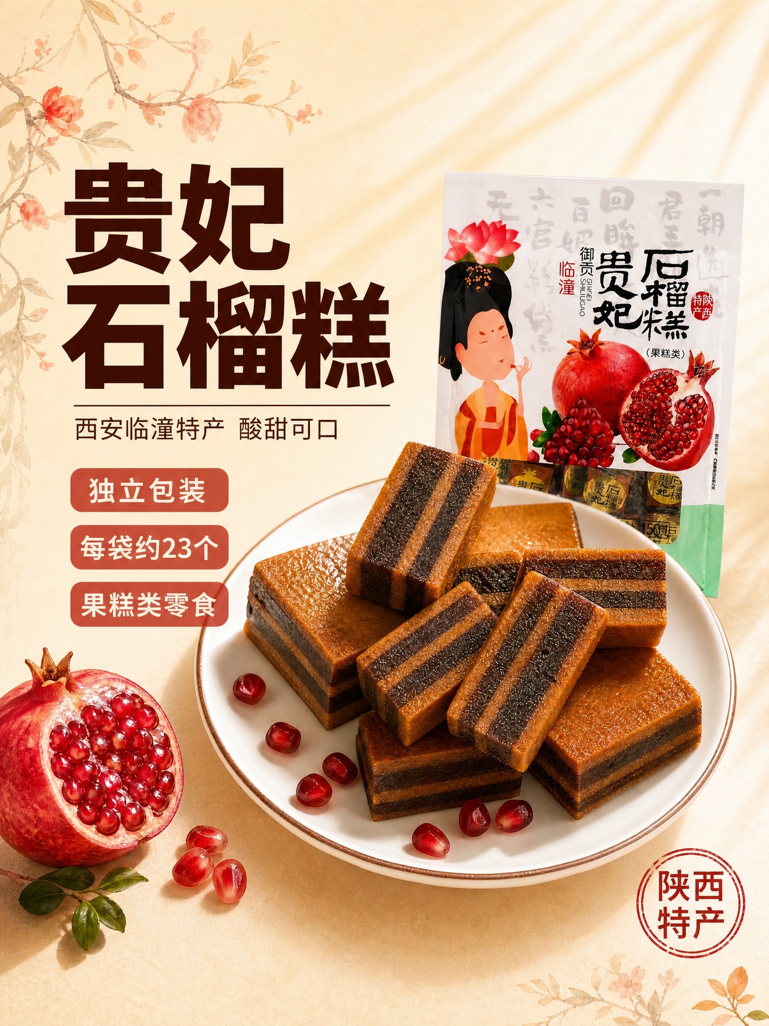 将这张贵妃石榴糕电商主图调整为3:4竖版长图比例，画面内容、产… - 图片创意预览