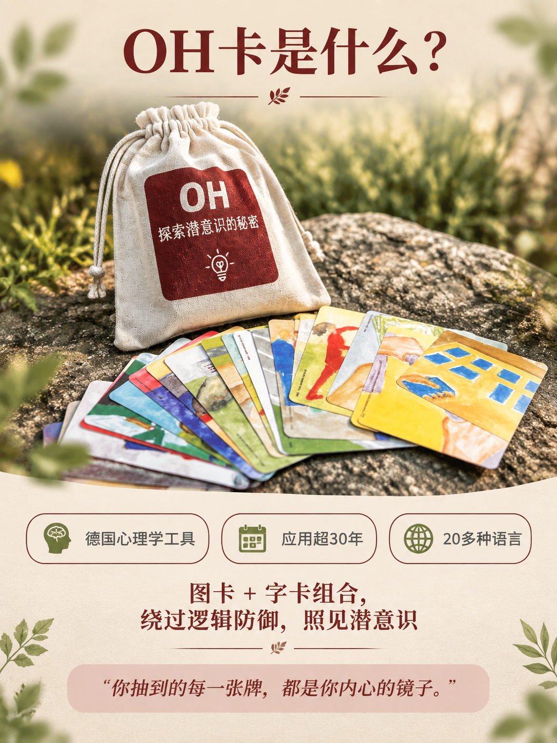 [商品] 使用【图3】户外石头场景中的OH卡套装（米白色束口袋… - 图片创意预览