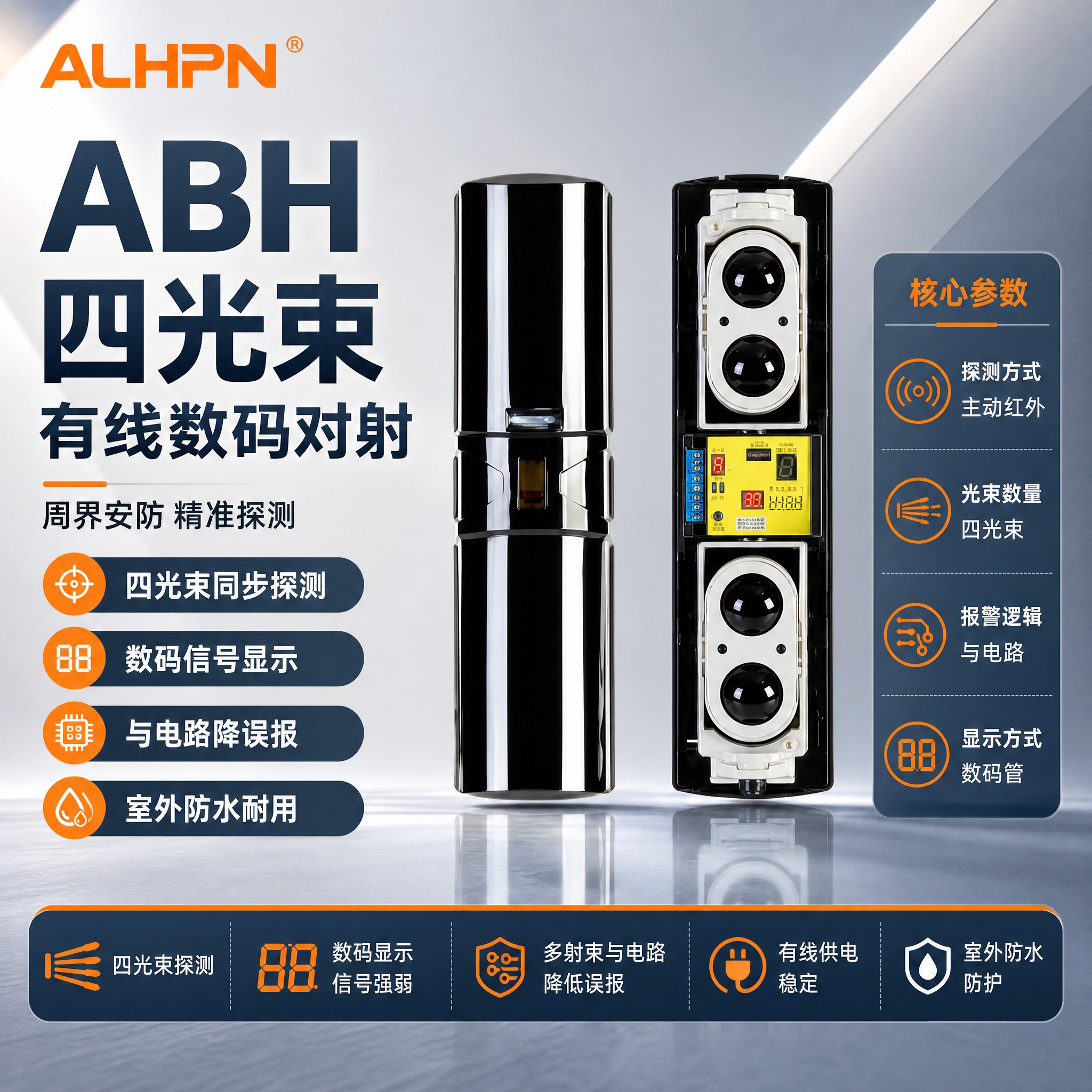 ABH四光束有线数码对射电商主图，品牌首图海报风格，产品名称文… - 图片创意预览