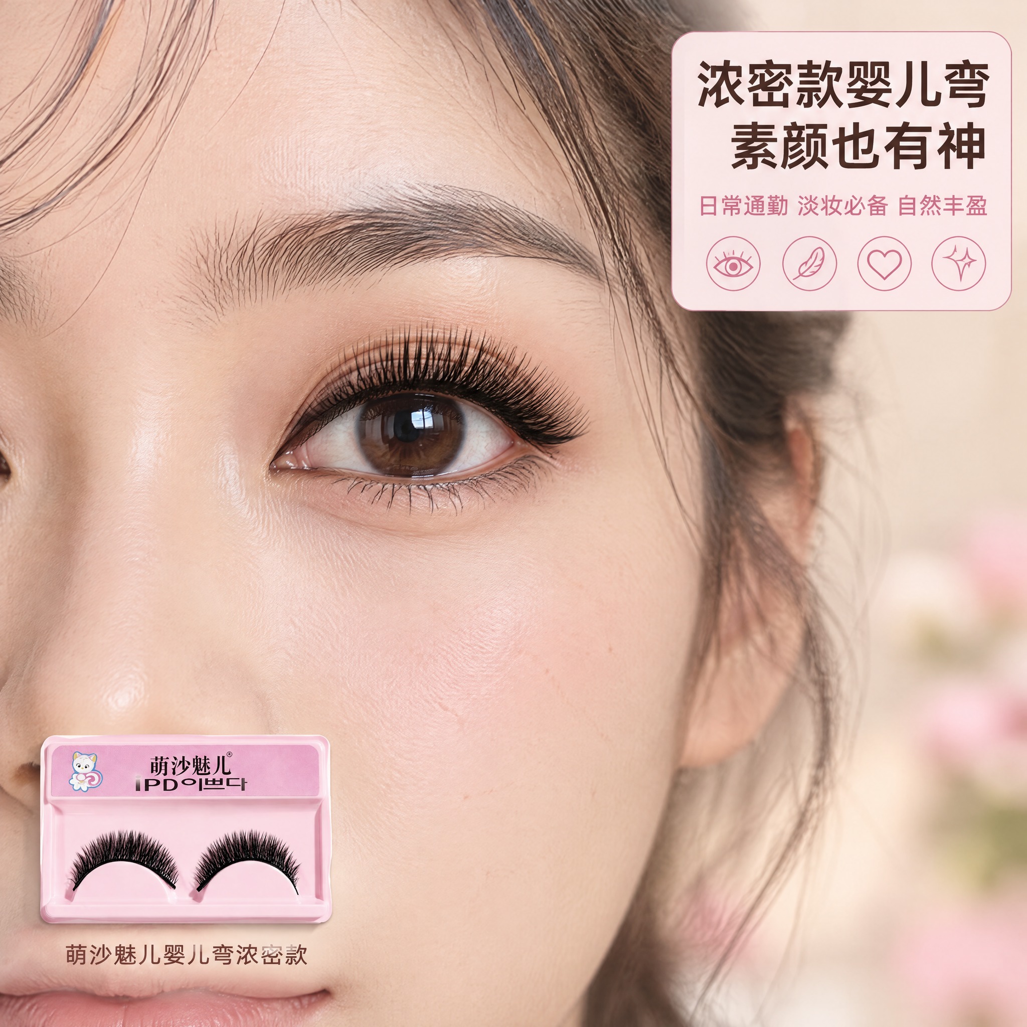 [主图-3] 萌沙魅儿婴儿弯假睫毛 素颜妆上眼效果展示 加浓密… - 图片创意预览