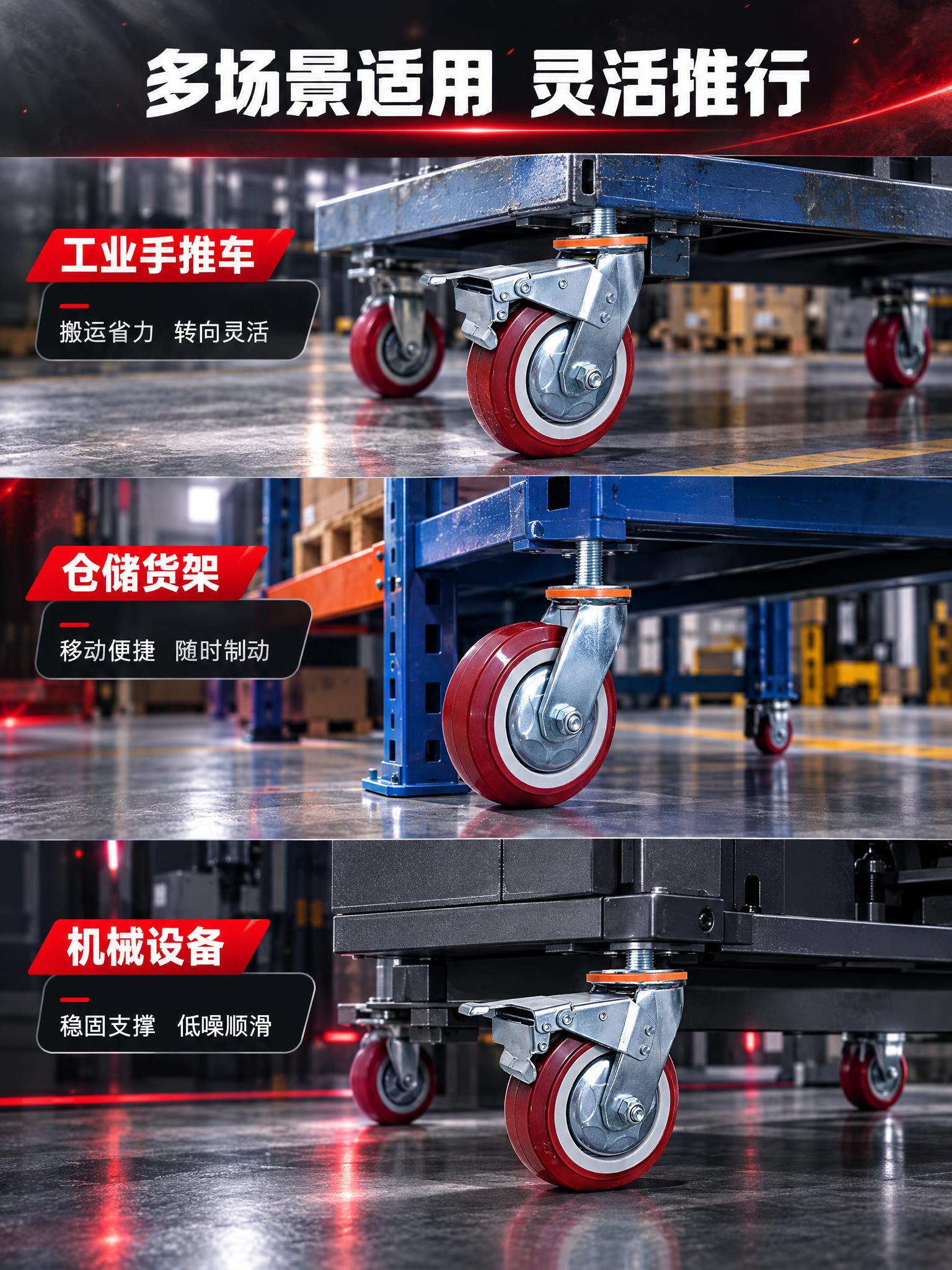 [商品] 使用【图9】和【图10】两款脚轮；将脚轮安装在工业手… - 图片创意预览