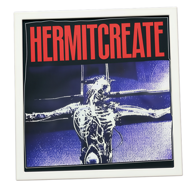 白色边框变的规整，红色字母变成HERMITCREATE预览效果