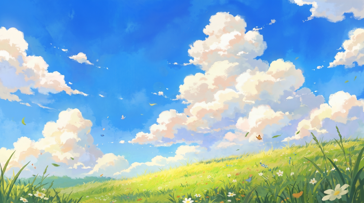 将原图改成横版16:9尺寸，保留原有蓝天白云草地风景，保持高清画质预览效果