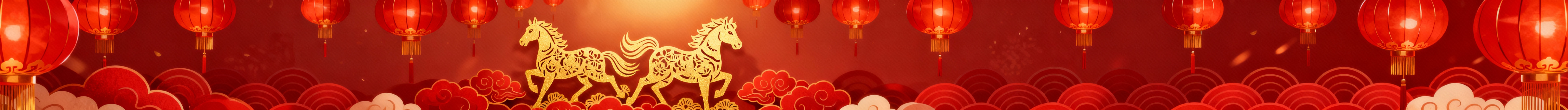 生成一个15360*1080的背景图，以红色为主题，突出马年节日氛围预览效果