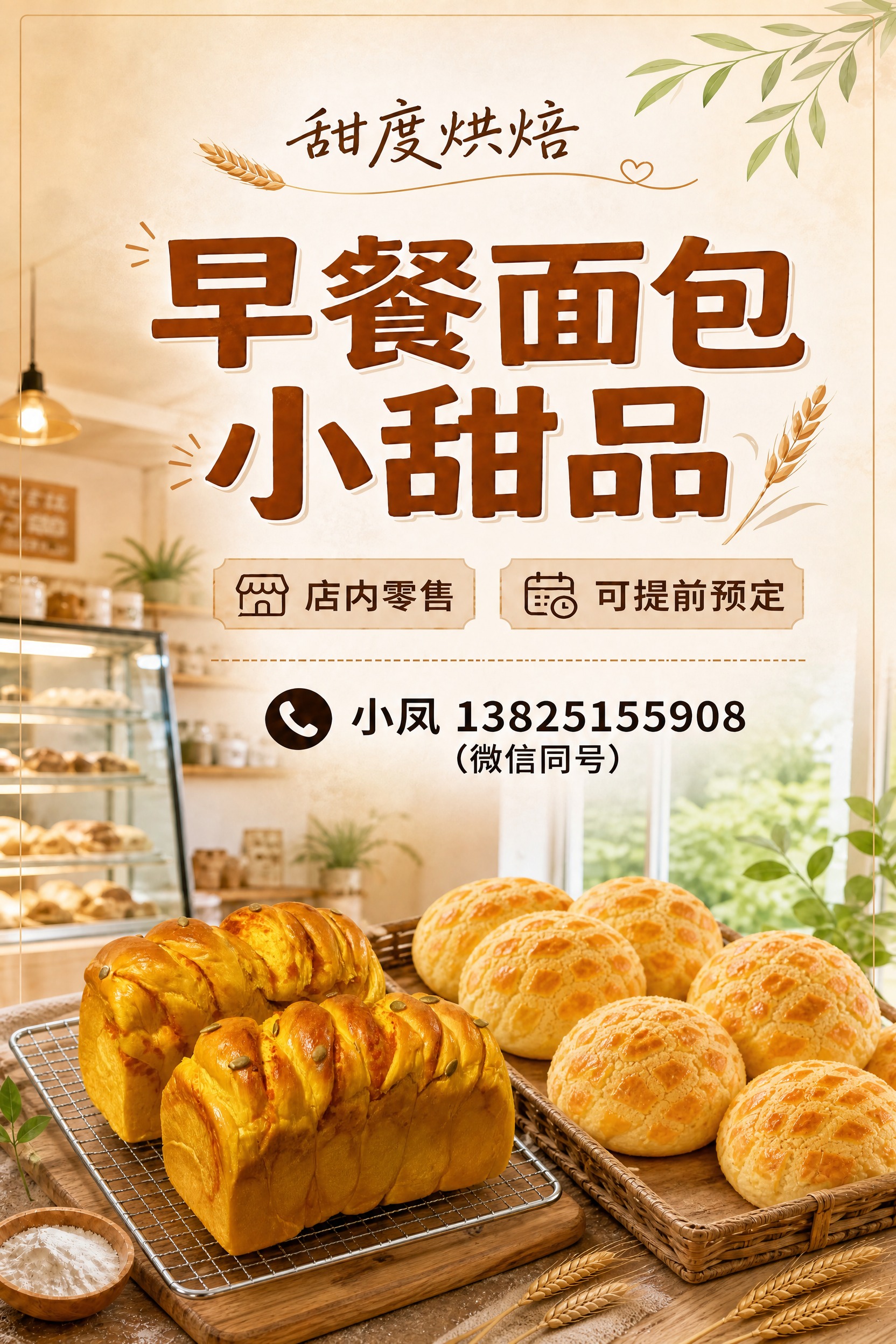 将海报画面下方的面包产品替换为：南瓜吐司面包（图4中的金黄色南… - 图片创意预览