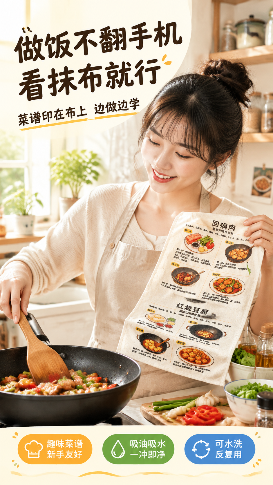 [第6张] 人物场景页-亚洲女性厨房真人使用。本张使用【图1】… - 图片创意预览