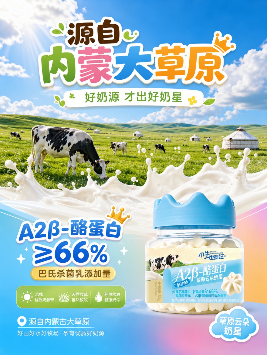 [商品] 使用【图5】酸奶味草原云朵奶星，罐身有奶牛图案呼应奶… - 图片创意预览