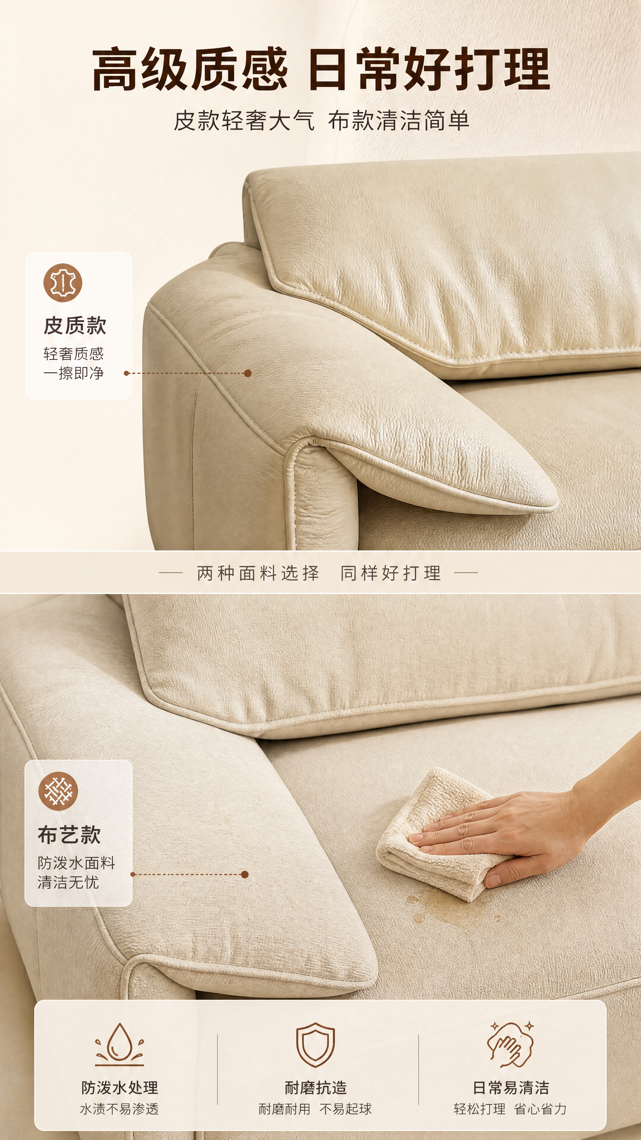 [商品] 使用【图1】奶油米色直排沙发；保留方正箱体结构、宽厚… - 图片创意预览