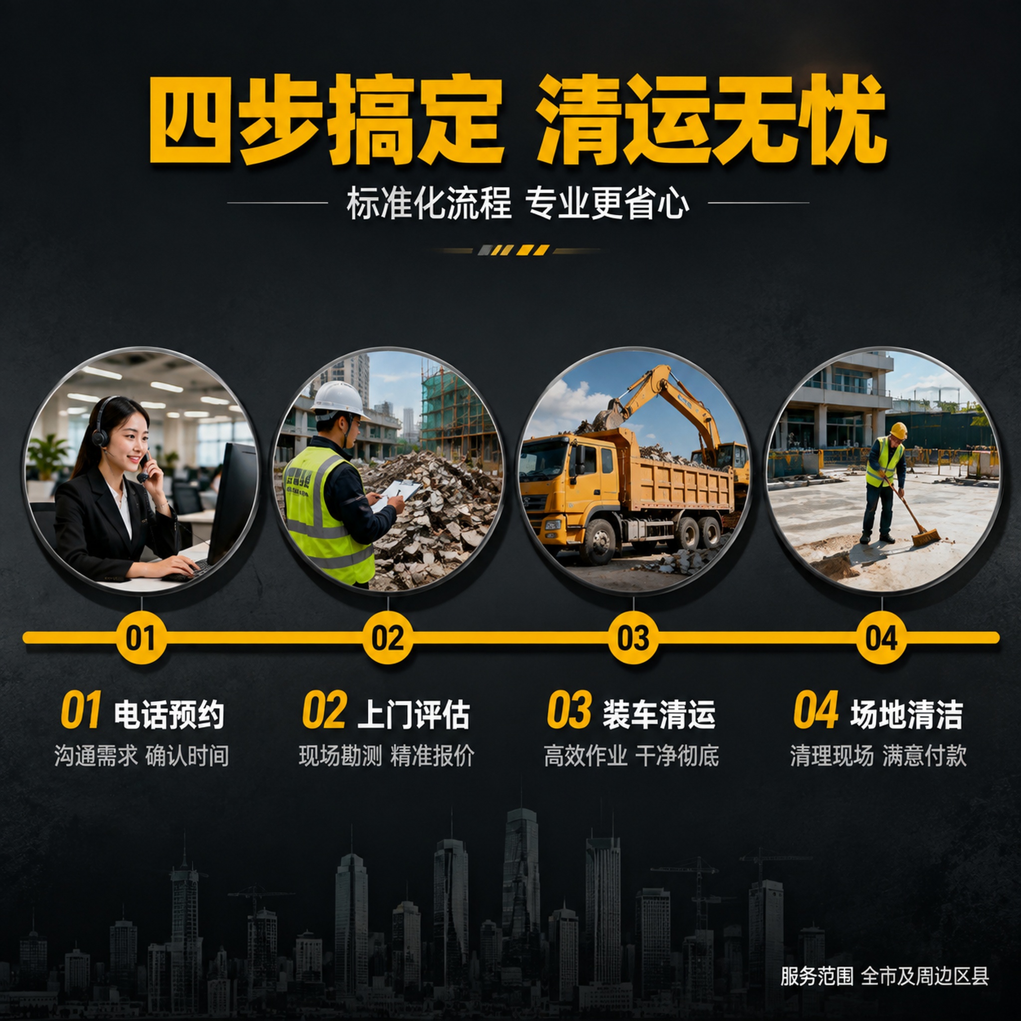 [主图-4] 服务流程与范围 清运作业全流程展示。 [氛围风格… - 图片创意预览