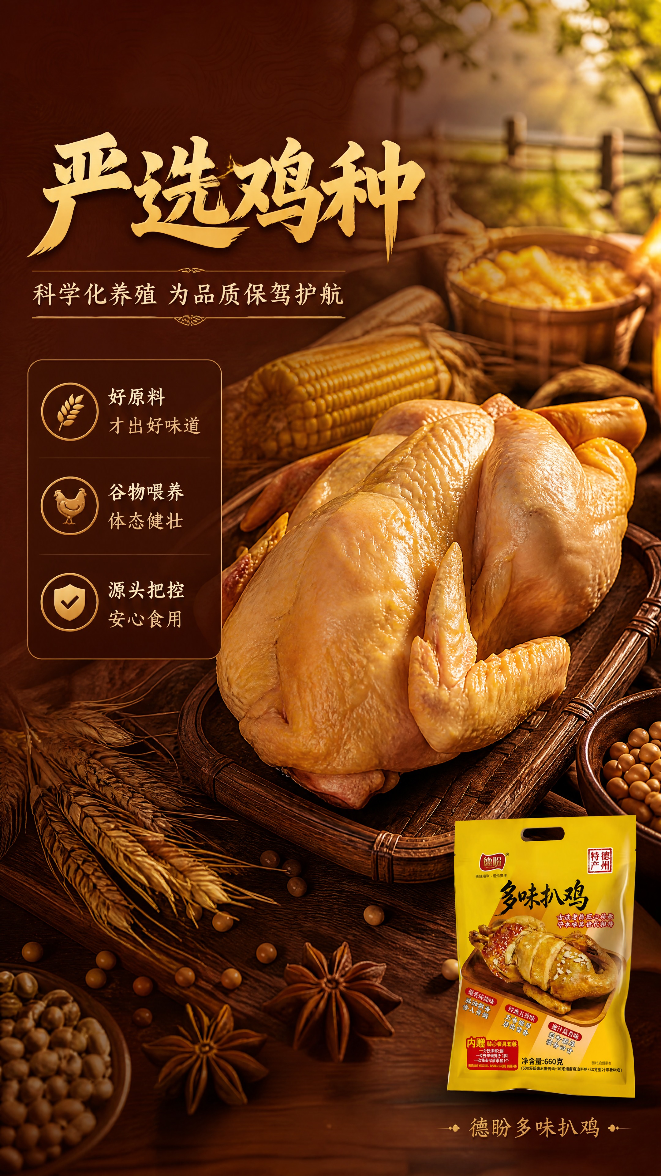 [商品] 使用【图1】德盼多味扒鸡黄色包装袋产品图；保留包装袋… - 图片创意预览