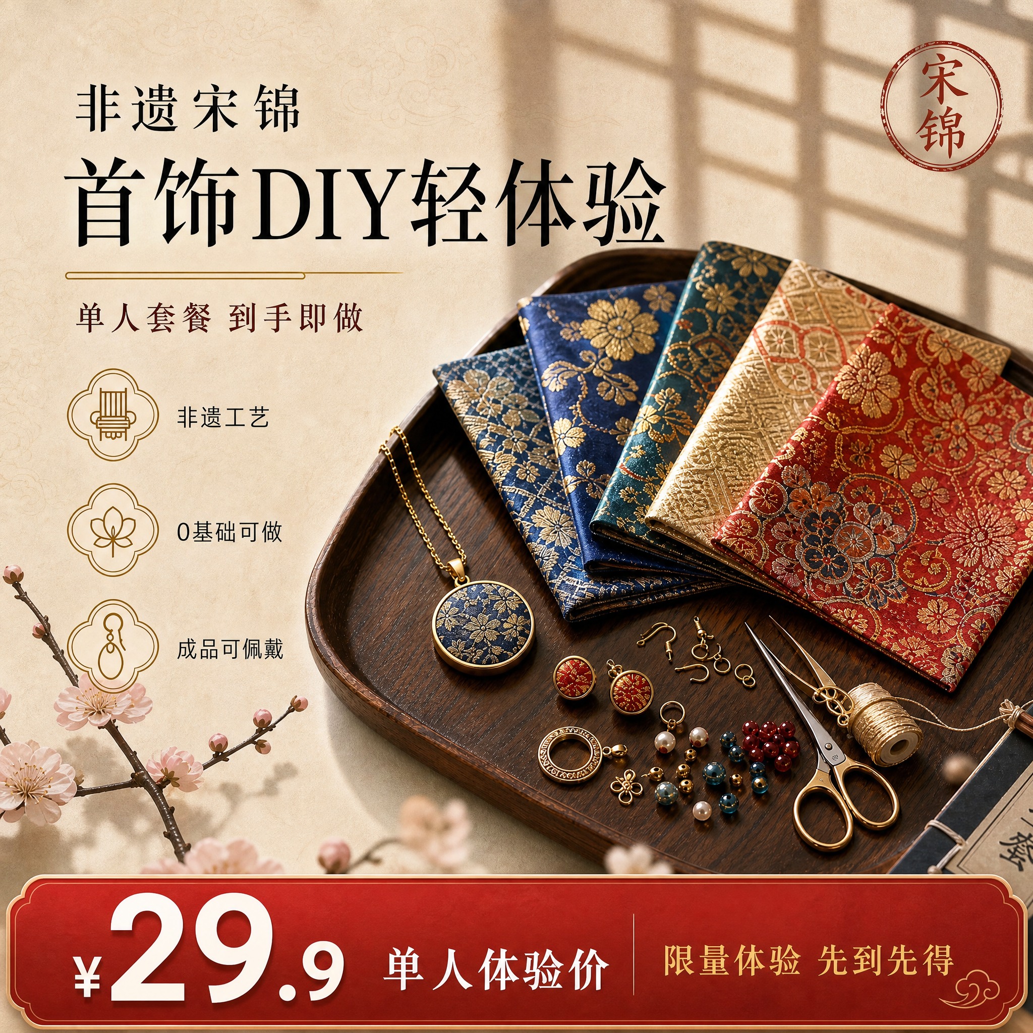 [单张主图] 非遗宋锦首饰DIY轻体验单人套餐 电商主图，高级… - 图片创意预览