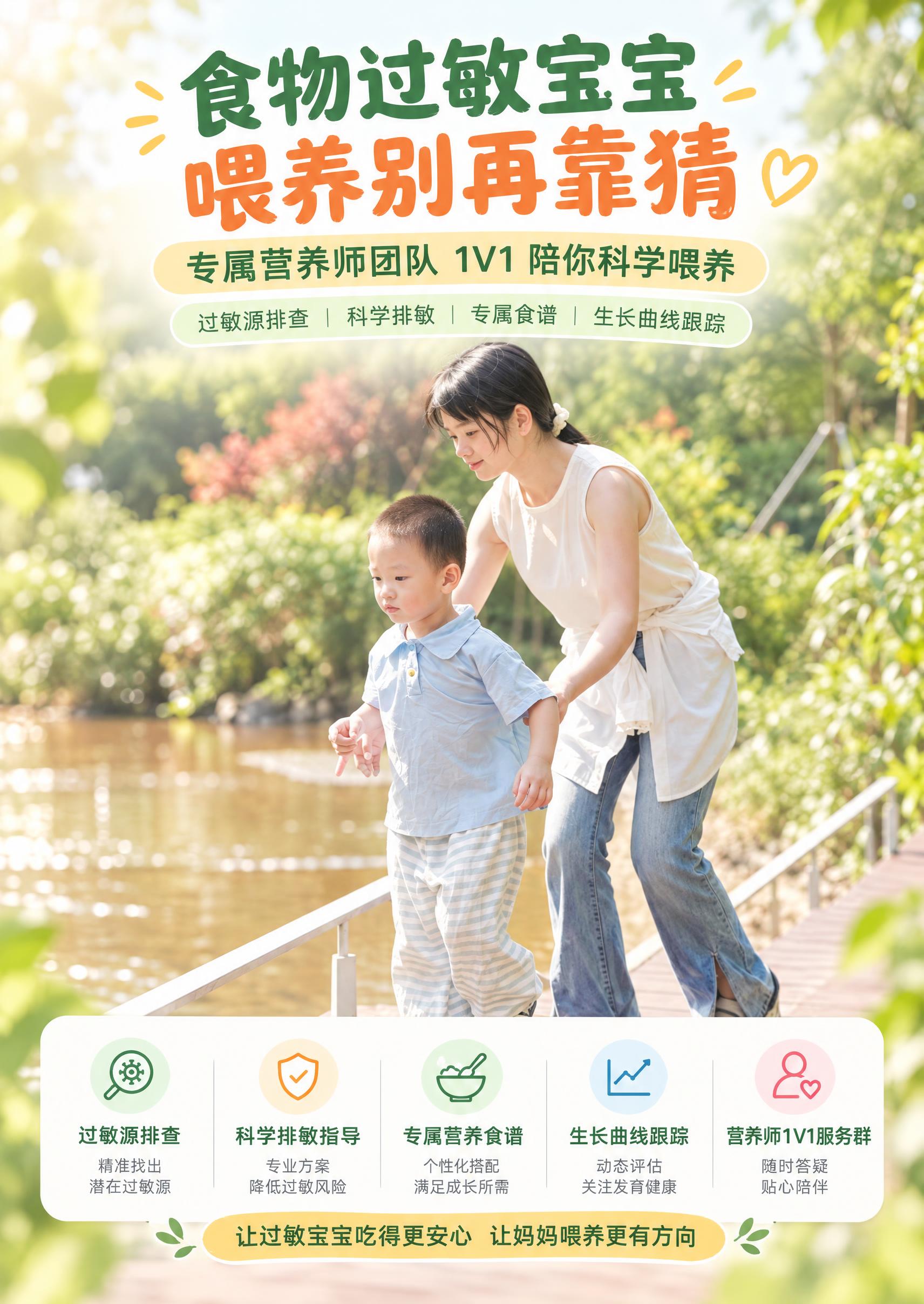 以参考图中的母子户外散步场景为主视觉，保持原照片的人物形象、木… - 图片创意预览