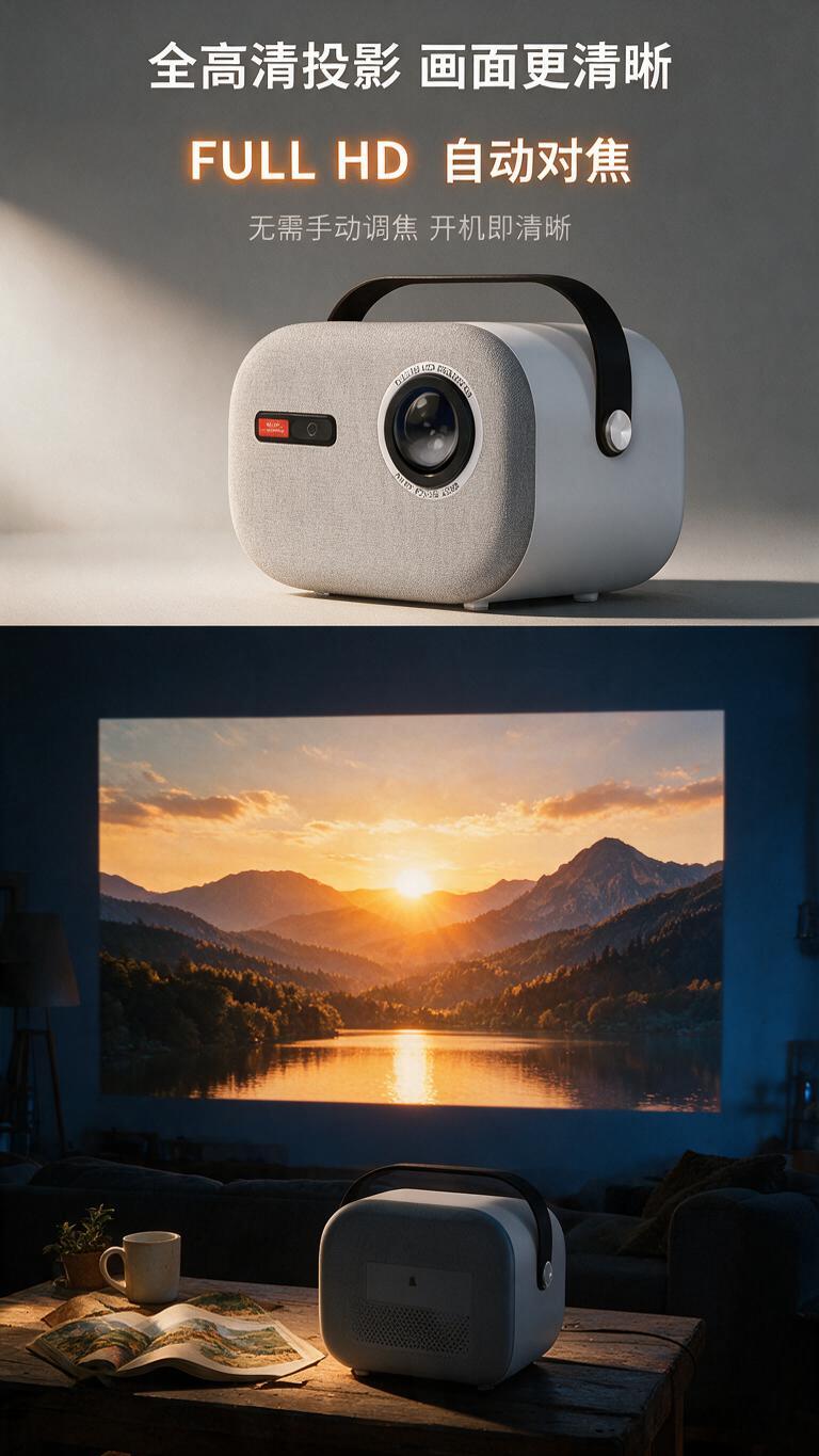 [商品] 使用【图1】【图2】T10复古便携投影仪：白色机身+… - 图片创意预览