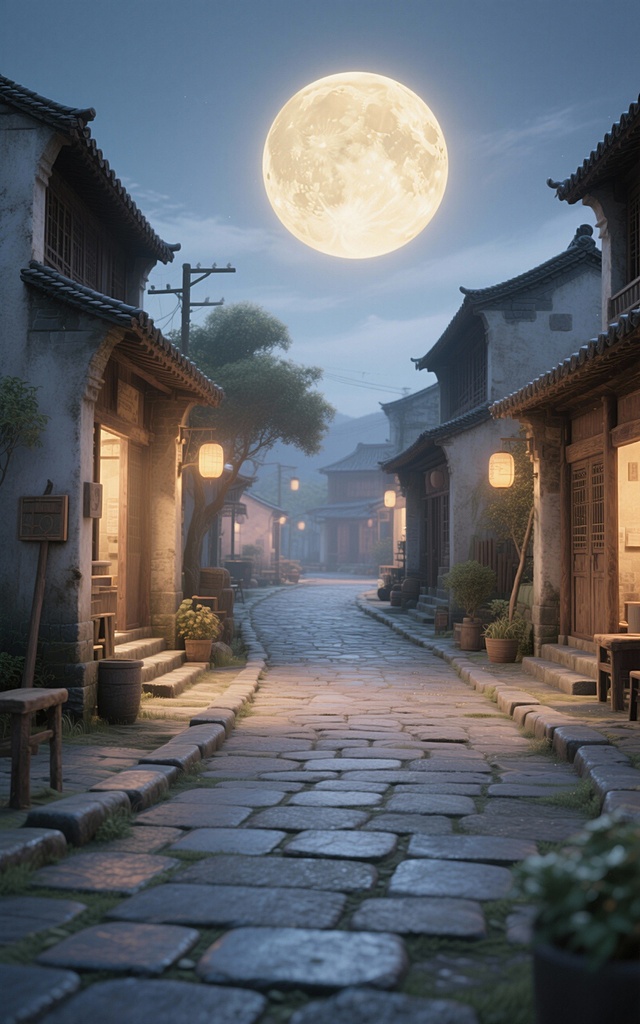 分析参考图，生成50张圆月的壁纸背景图。注意：每一张都是单独完整的图片，不要多张图拼接；每一张图中只能有一个月亮，不能有多个月亮同时存在。