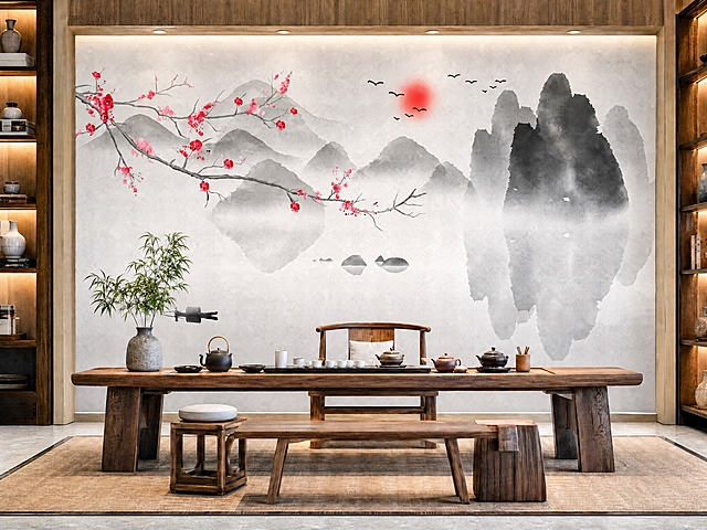 提高整张图的整体亮度，让画面更明亮通透；同时提高背景墙图案的色彩饱和度，使背景墙上的图案色彩更鲜明饱满，保持场景整体色调风格不变，画面真实自然，超写实摄影效果