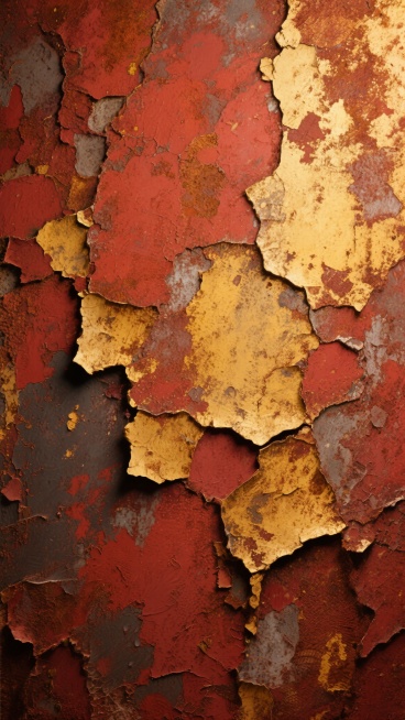 抽象纹理背景，整体呈现复古斑驳的艺术风格，采用锈红色、赭石黄与暗金色的配色方案，表面具有类似风化岩石的粗糙质感，纹理呈现不规则的片状剥落与色块叠加效果，色彩过渡自然且带有细微的明暗对比，整体营造出一种沧桑而富有历史感的视觉氛围，无任何文字及图形元素，纯纹理背景布满整个画面。预览效果