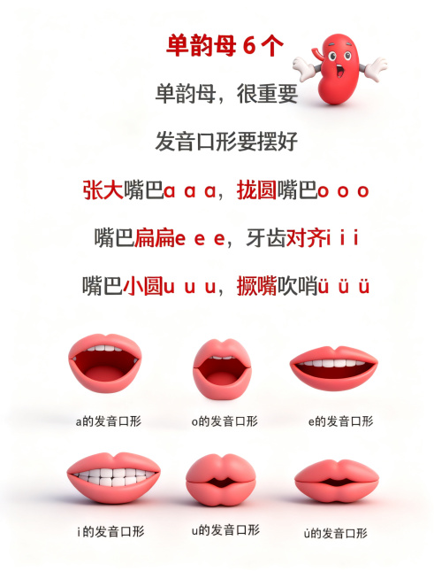 保留原图像所有文字和发音口形示意图，生成清晰的单韵母教学图预览效果