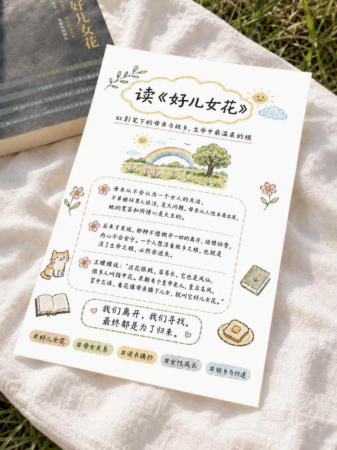 将图中的读书手账卡片的米黄色底色改为纯白色，保持卡片上的所有文… - 图片创意预览
