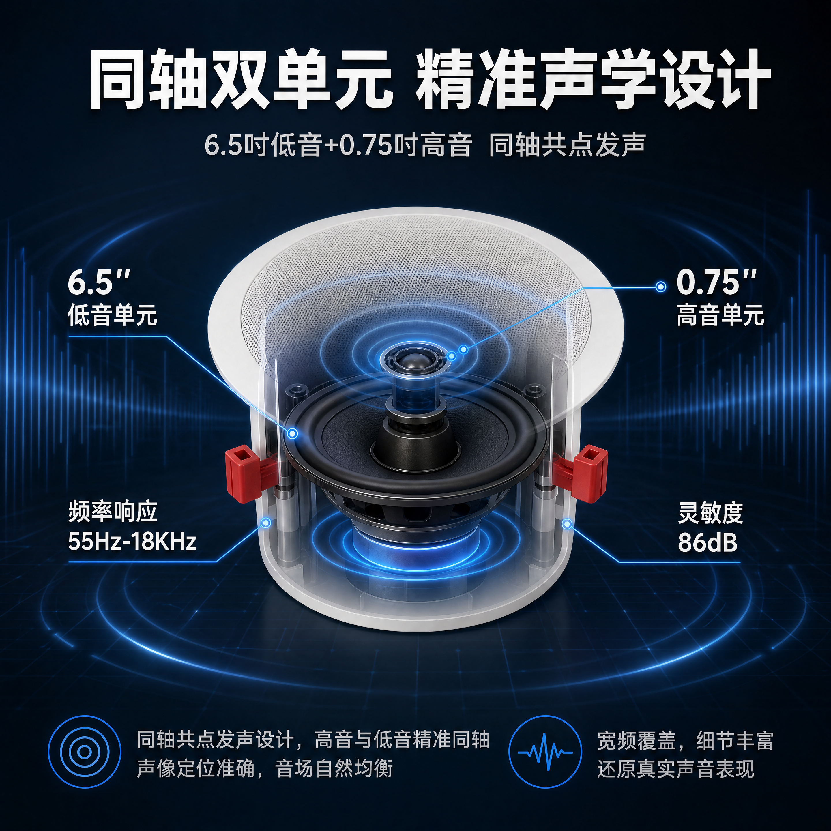 [商品] 使用【图1】HW-T165白色圆形吸顶天花扬声器；保… - 图片创意预览