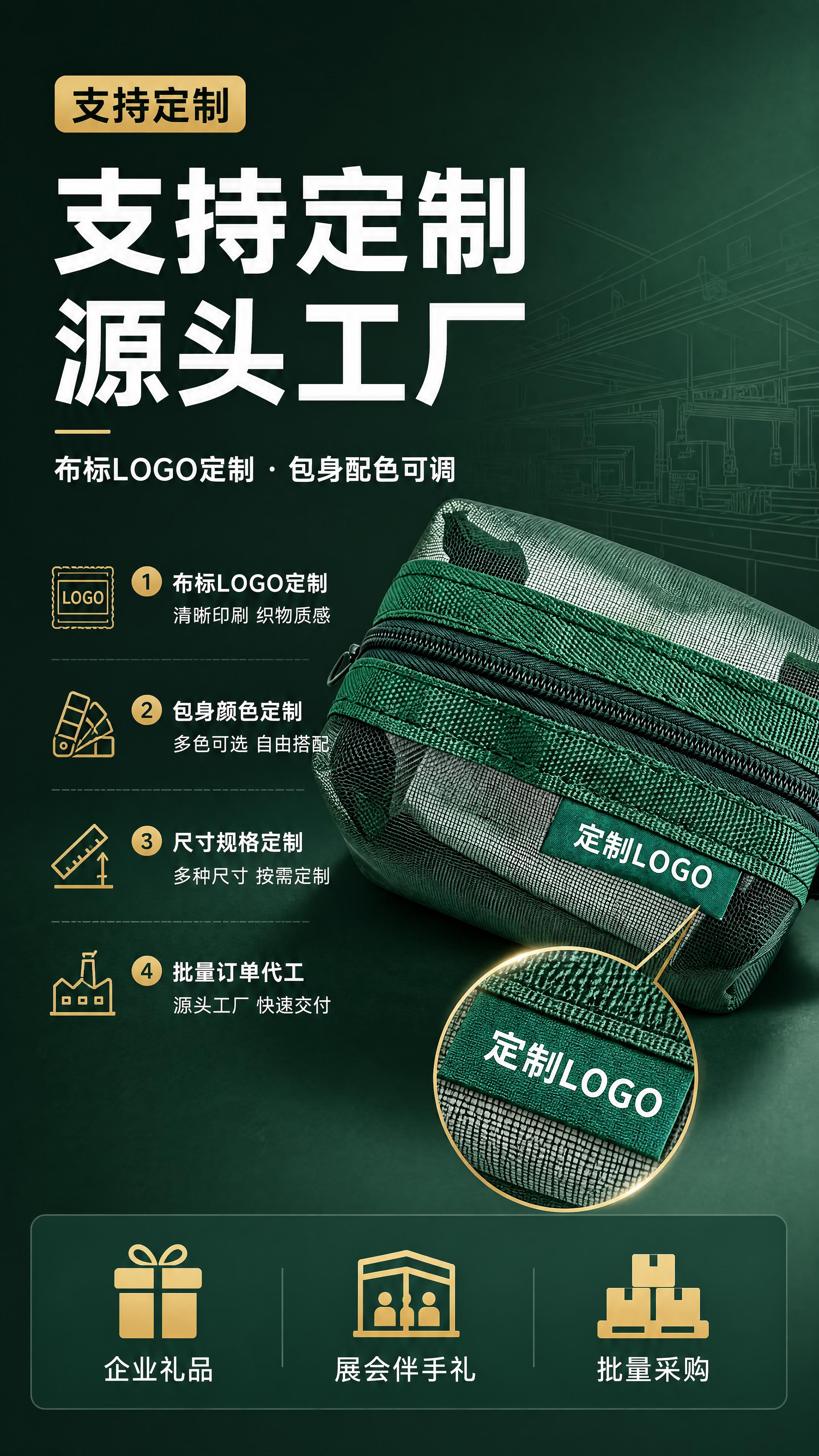 [商品] 使用【图1】方形双层双拉链款网纱收纳包（布标清晰展示… - 图片创意预览