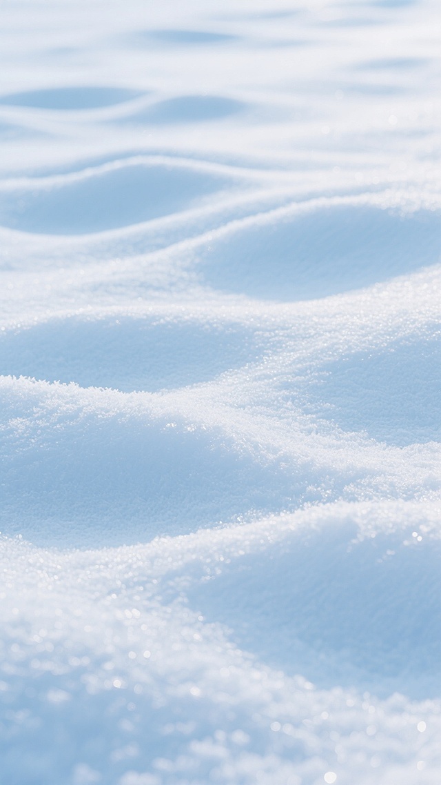一张纯净的雪地背景图，整体呈现柔和的浅蓝色调，雪面覆盖着细腻均匀的纹理，仿佛被微风轻轻拂过，形成自然的波纹状起伏。光线明亮而柔和，均匀地洒在雪地上，没有明显的阴影，营造出干净、宁静、通透的氛围。雪花颗粒感细腻，质感蓬松，画面简洁大方，适合作为背景使用，展现出冬日雪后纯净无瑕的景象。