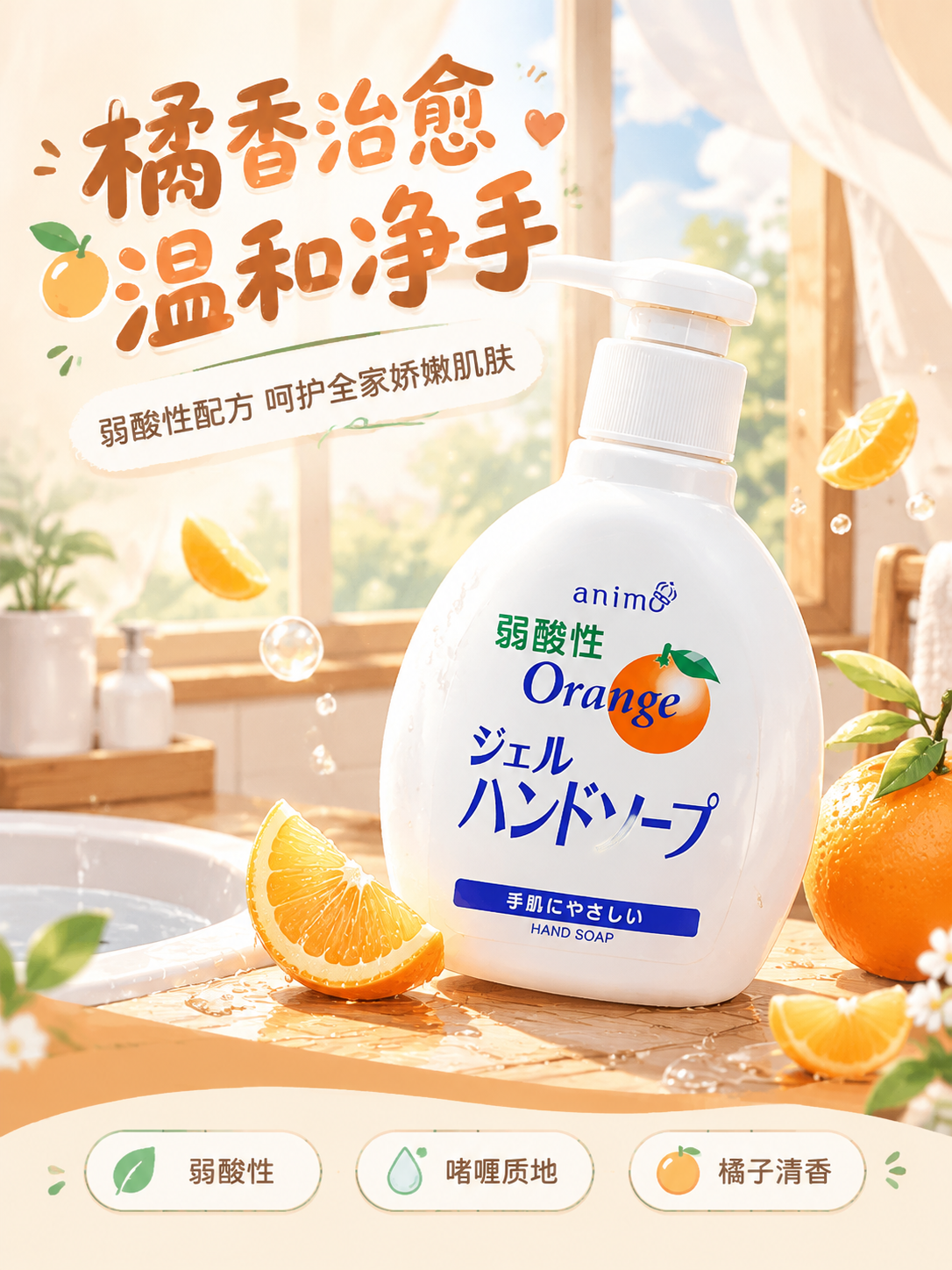 [商品] 使用【图1】animo弱酸性橘子啫喱洗手液；保留白色… - 图片创意预览