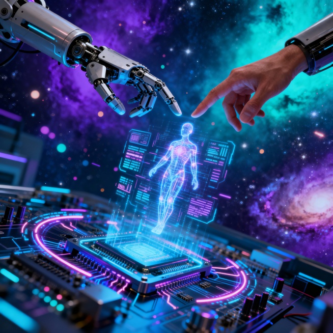 生成几个主题为“AI科技奇点之年”的图片预览效果