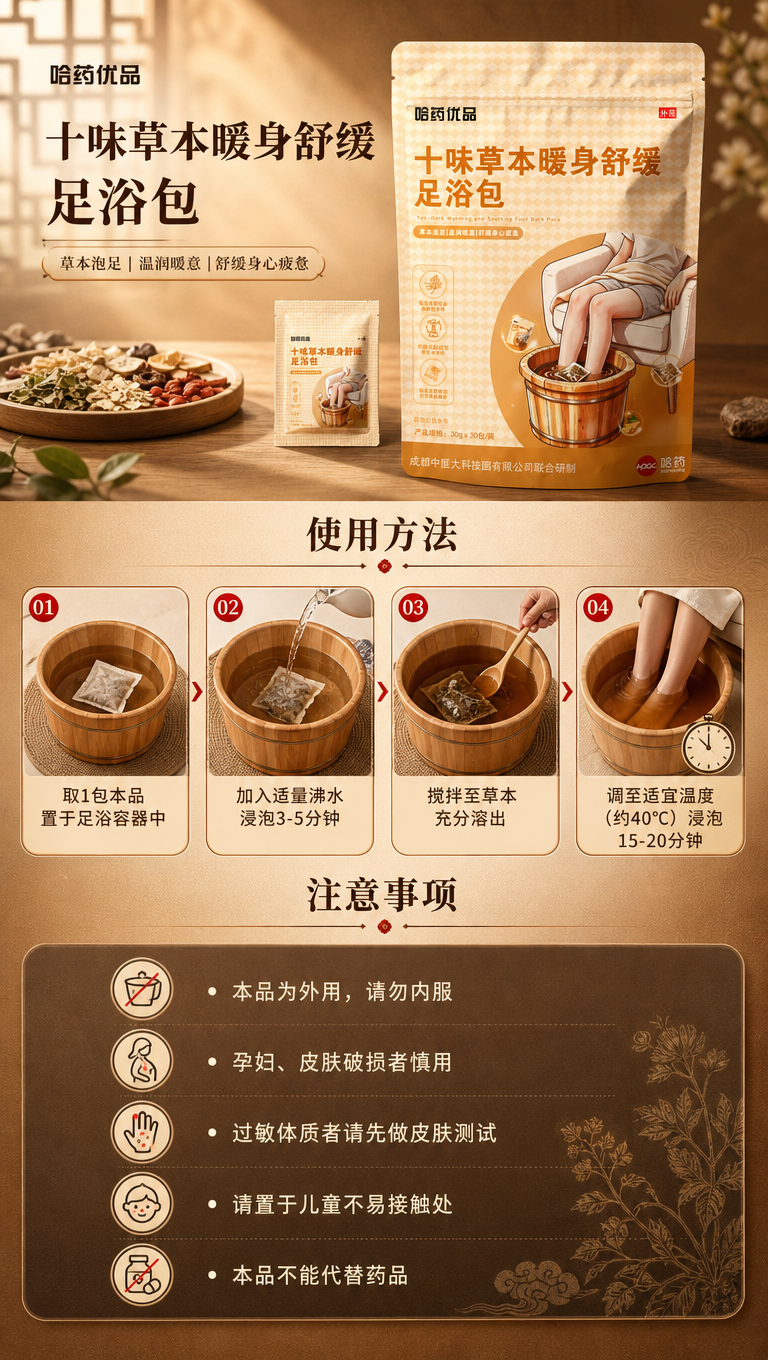 [商品] 使用【图1】哈药优品十味草本暖身舒缓足浴包包装袋及独… - 图片创意预览