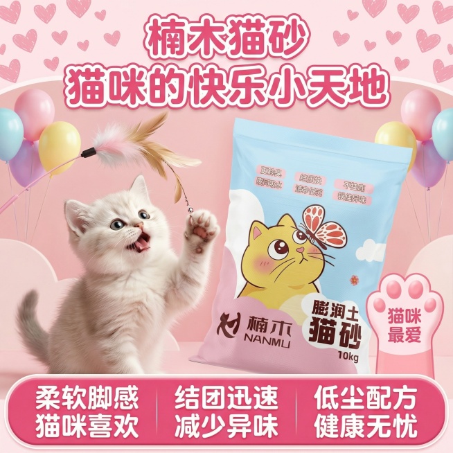 我的产品是猫砂，用我提供多产品图帮我做10张拼多多用的主图预览效果