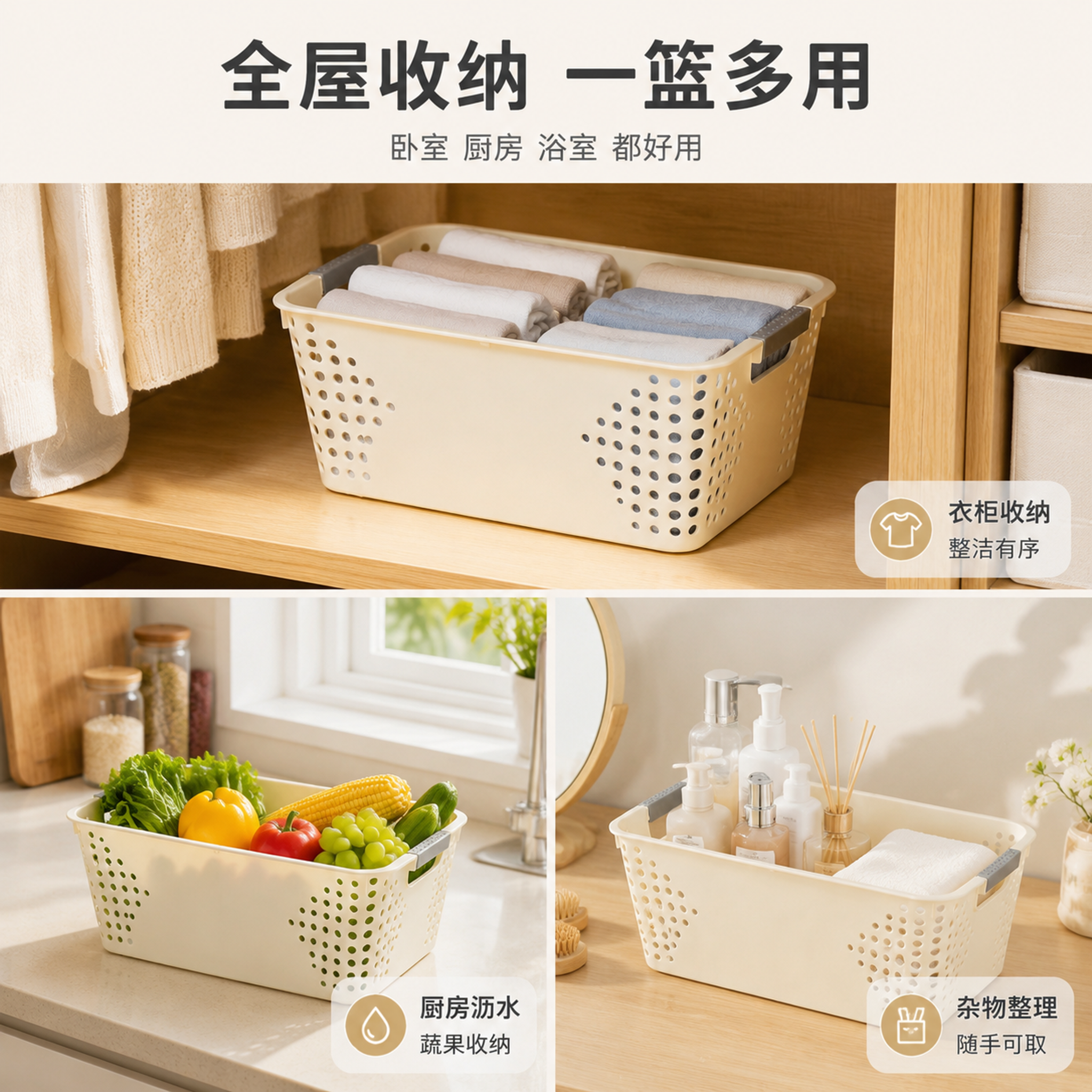 [主图-4] 多场景适用展示 说明收纳篮在不同空间的使用方式… - 图片创意预览