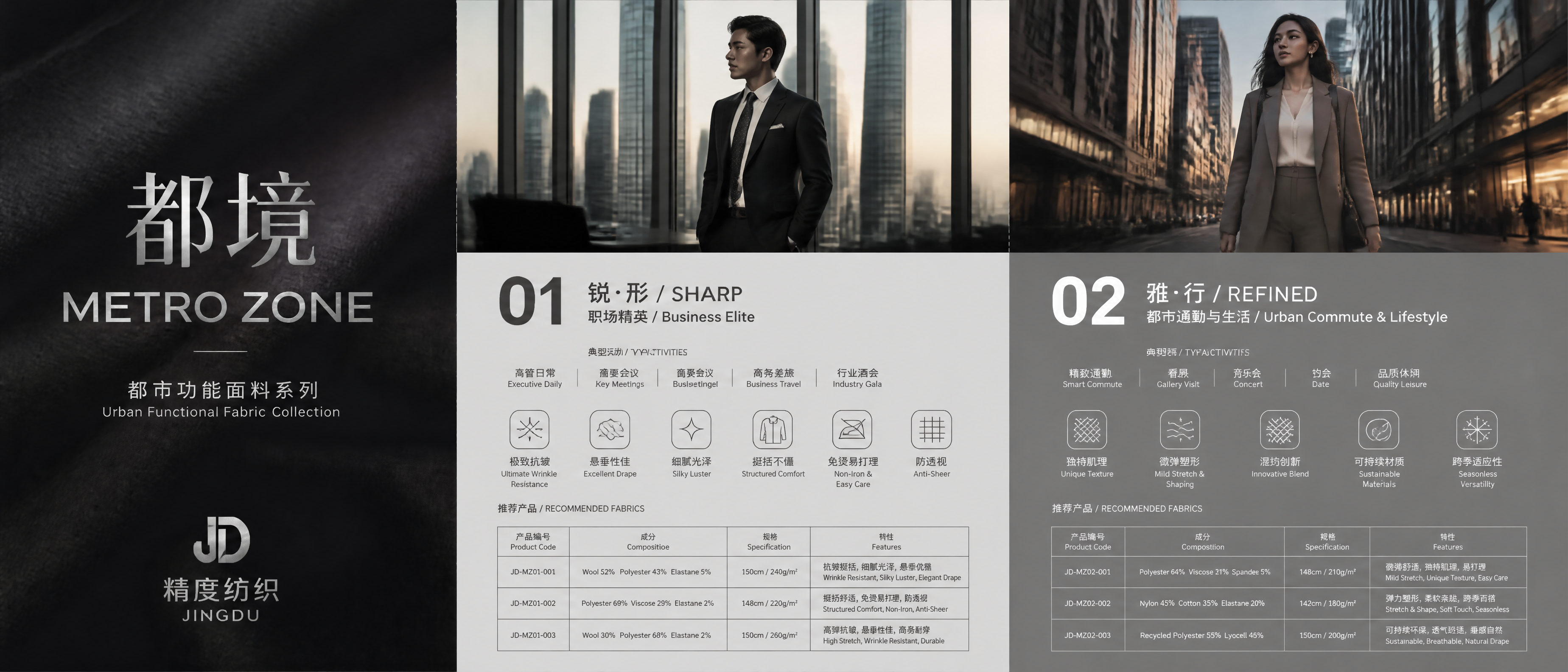 超宽屏三折页设计，宽屏比例约2.12:1，整体中性色调，高级精… - 图片创意预览