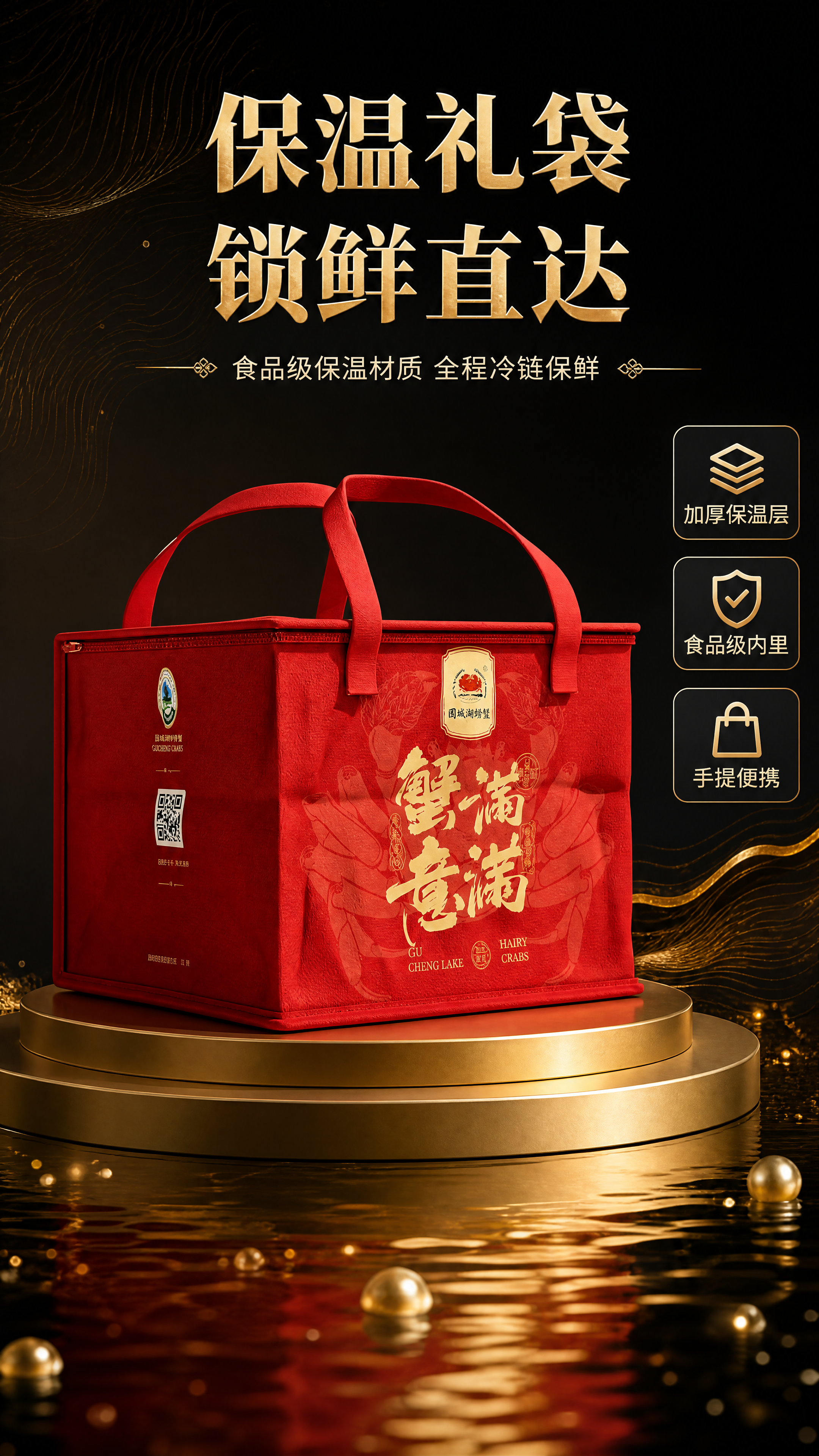 [商品] 使用【图6】红色"蟹满意满"保温礼袋；保留礼袋正红色… - 图片创意预览