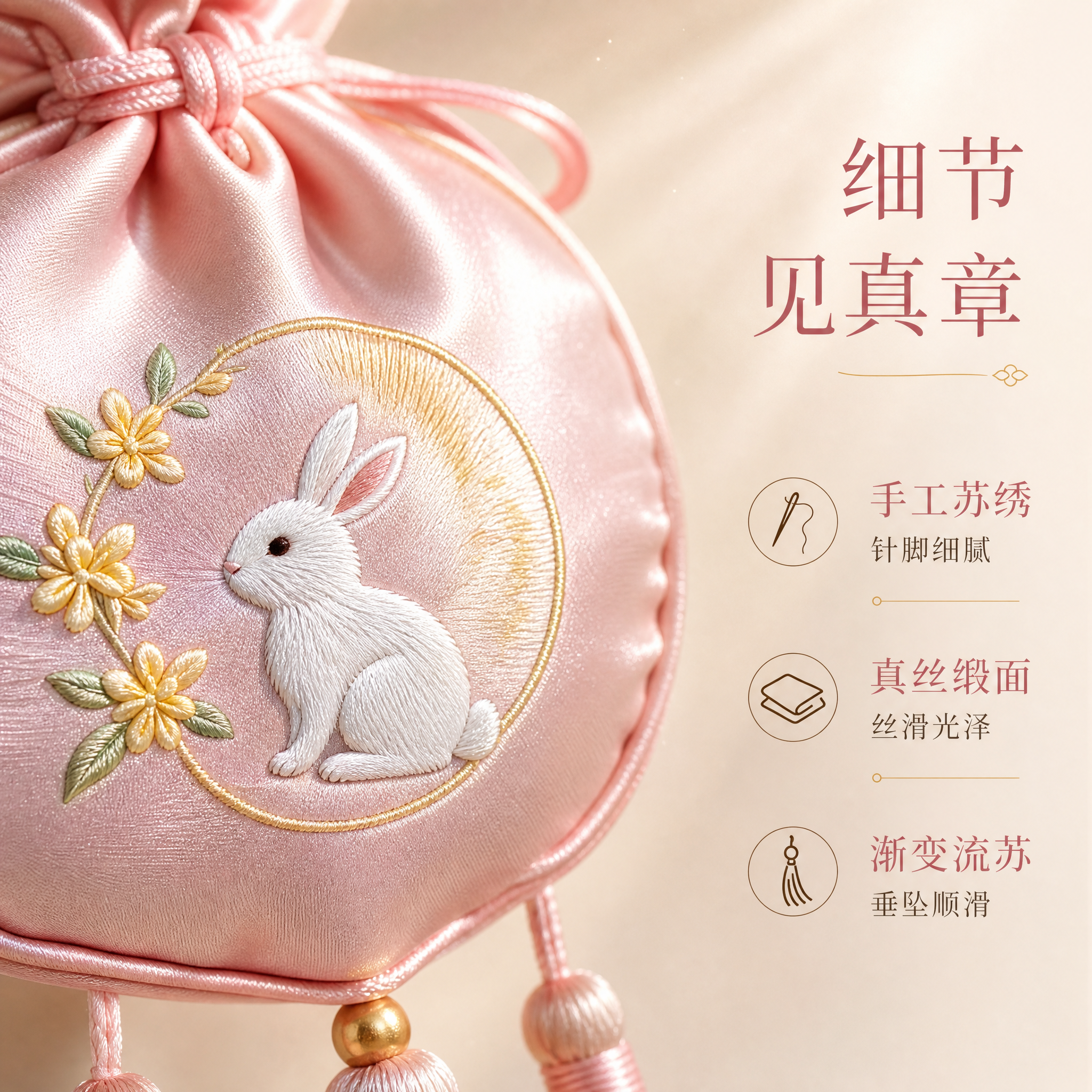 [主图-2] 材质细节卖点图，重点放大展示香囊的刺绣工艺与缎面… - 图片创意预览