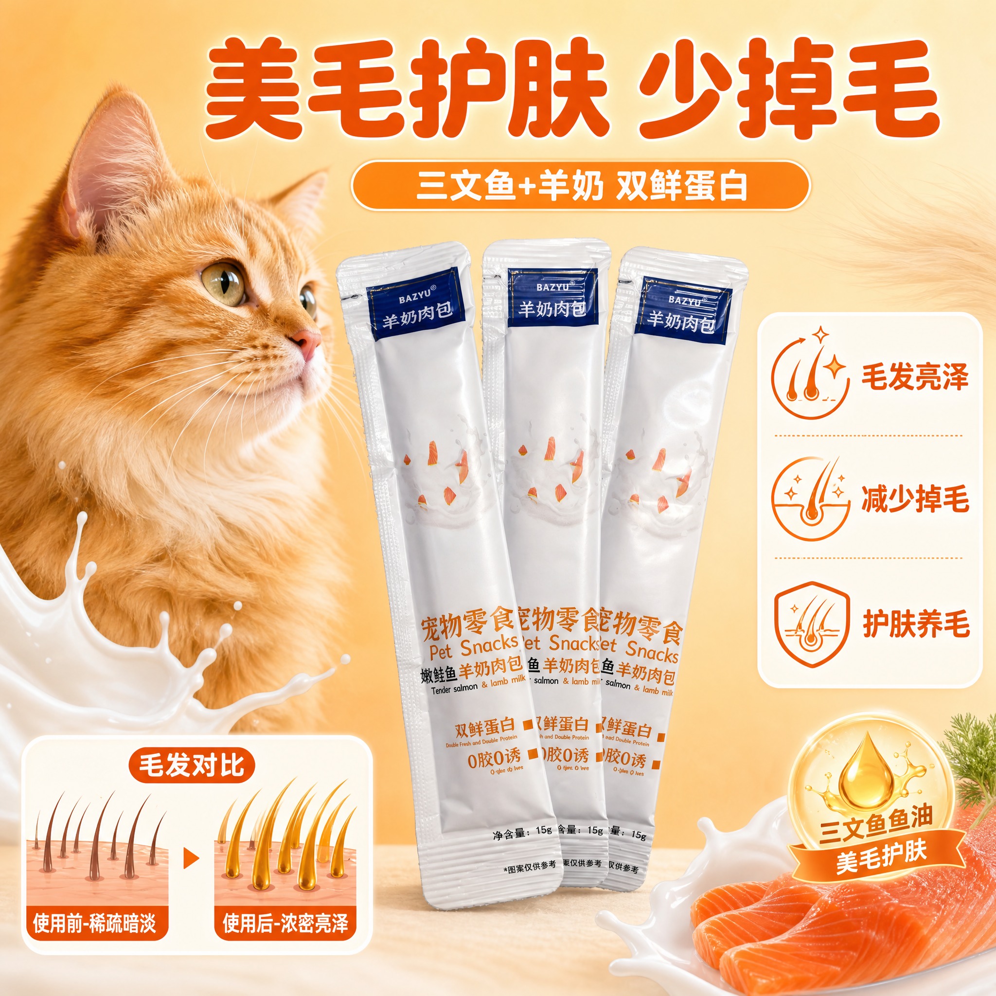 [主图-1] 主题：美毛护肤少掉毛。宠物零食羊奶肉包拼多多SK… - 图片创意预览