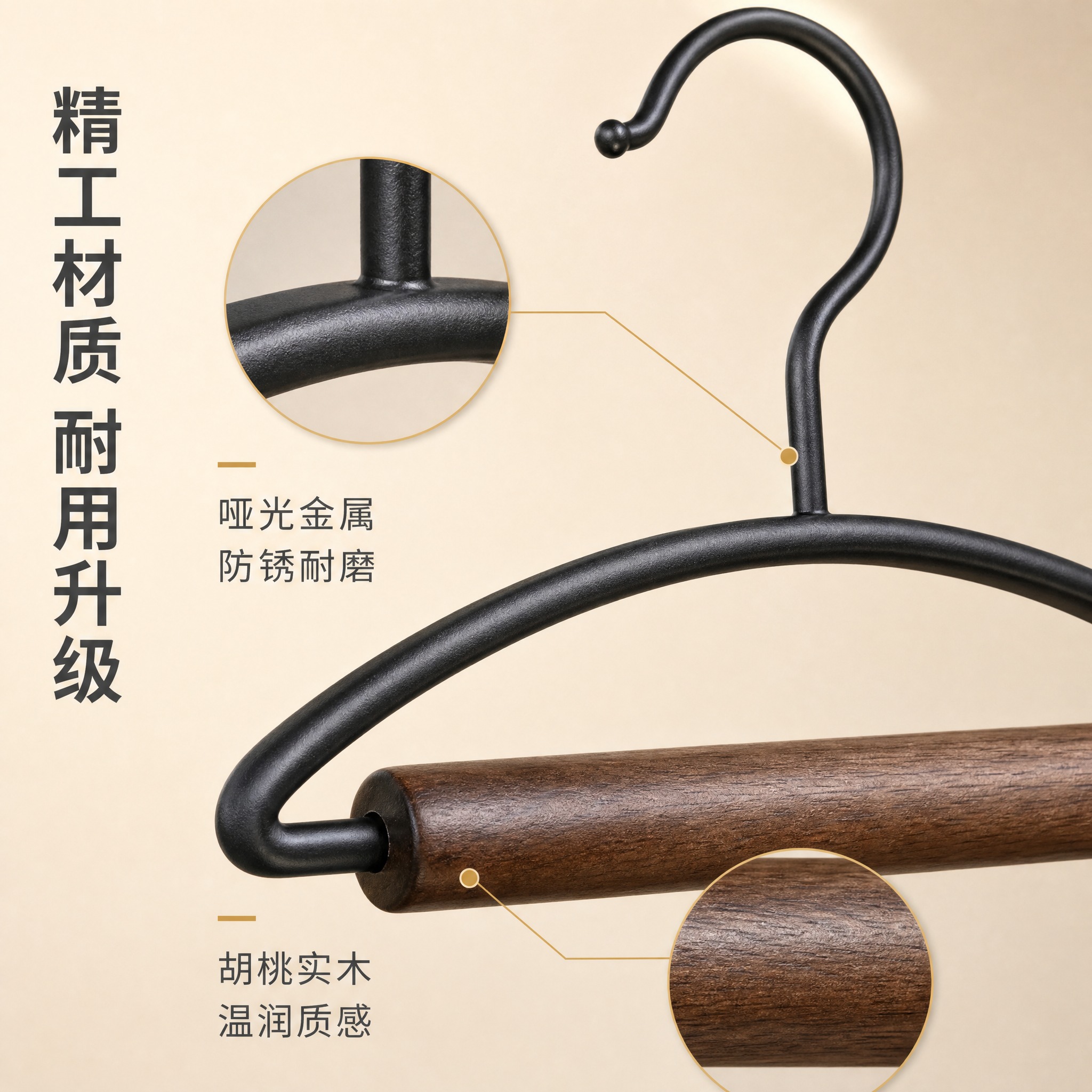 [主图-3] 材质细节特写，突出金属质感与实木纹理的高品质细节… - 图片创意预览